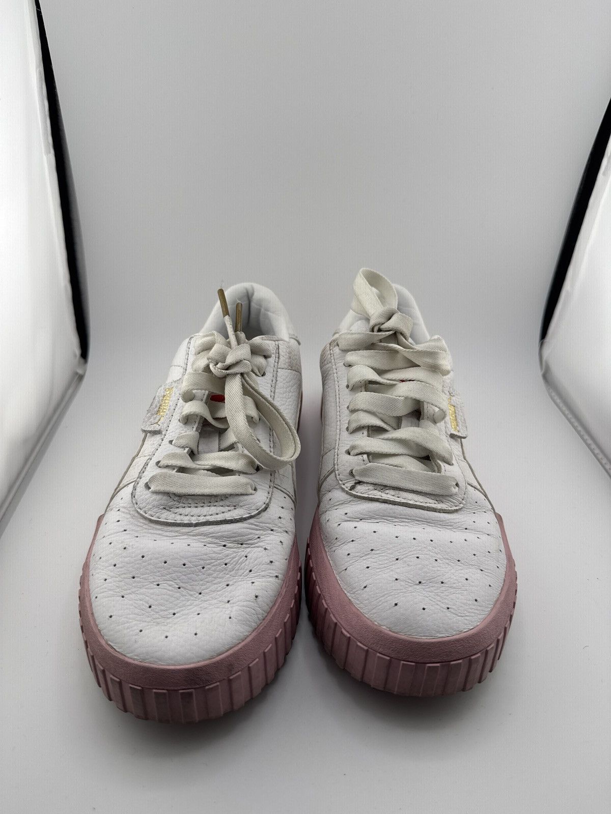 Puma Puma Women's Leather Sneakers White/Cherry Size 8.5 Size US 8.5 / IT 38.5 - 5 Thumbnail