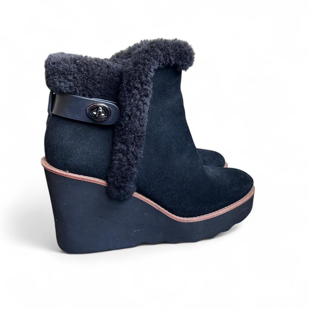 Coach Coach black Suede Kingston Wedge Boots Size US 8 / IT 38 - 1 Thumbnail