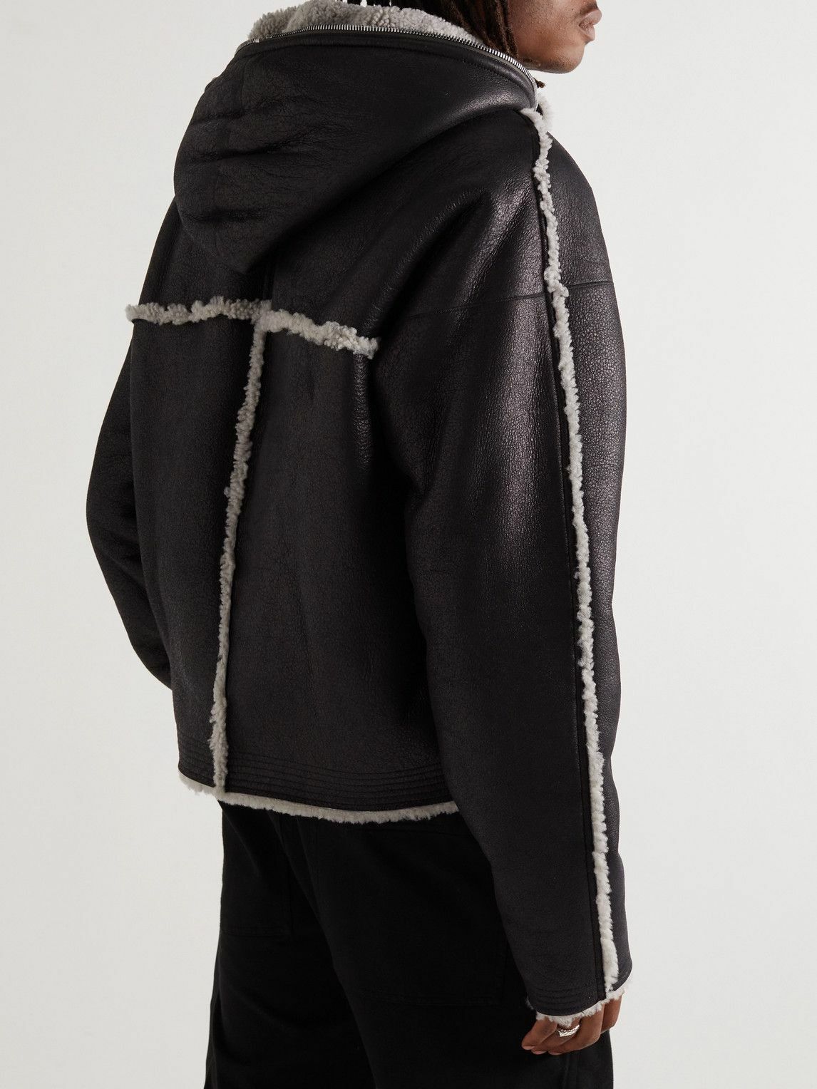 Rick Owens *NEW* SHEARLING LEATHER FULL ZIP SEALED WINDBREAKER JACKET Size US M / EU 48-50 / 2 - 3 Thumbnail