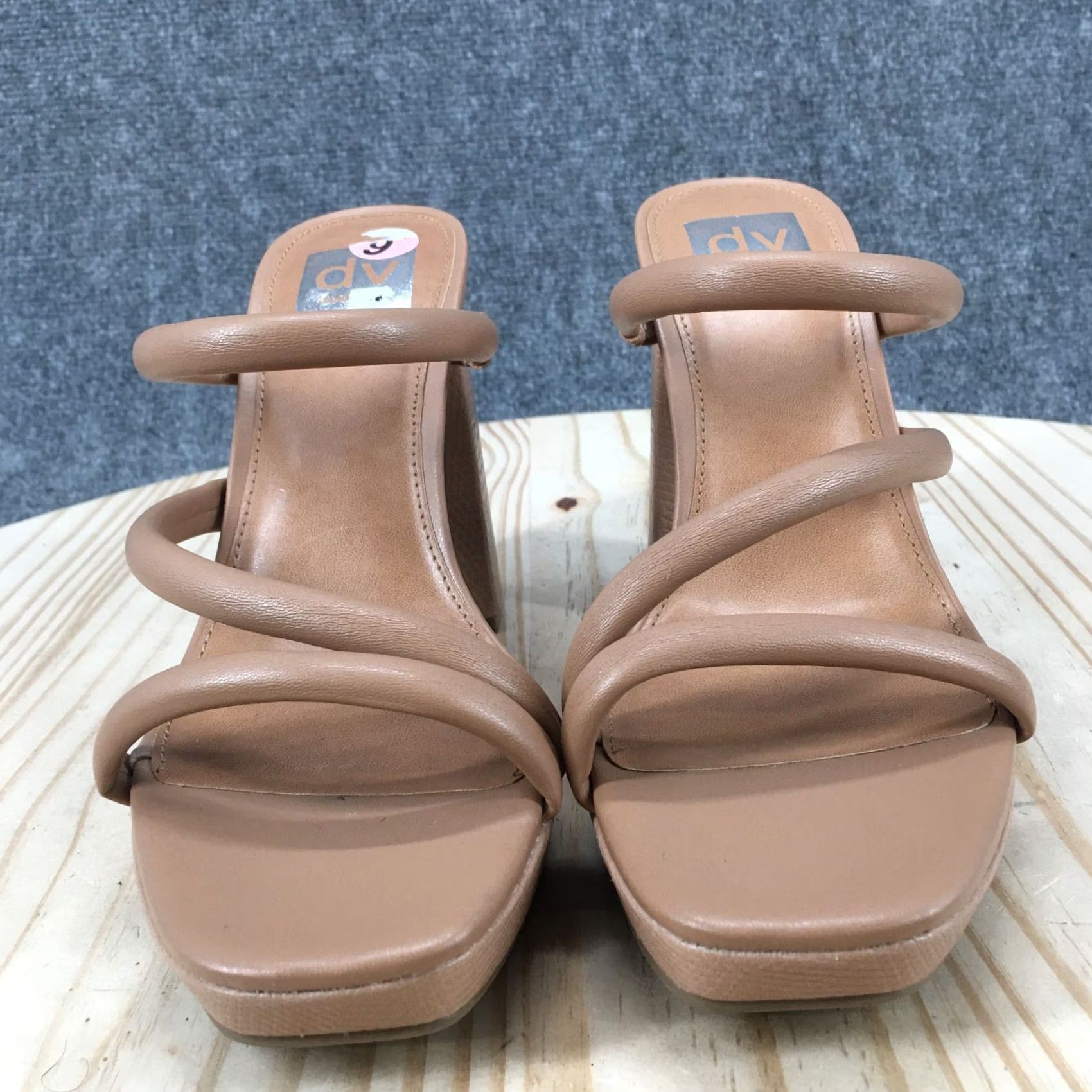 Dolce Vita DV by Dolce Vita Sandals Womens 9 Pyro Block High Heels Slide Beige Faux Leather Size US 9 / IT 39 - 7 Thumbnail