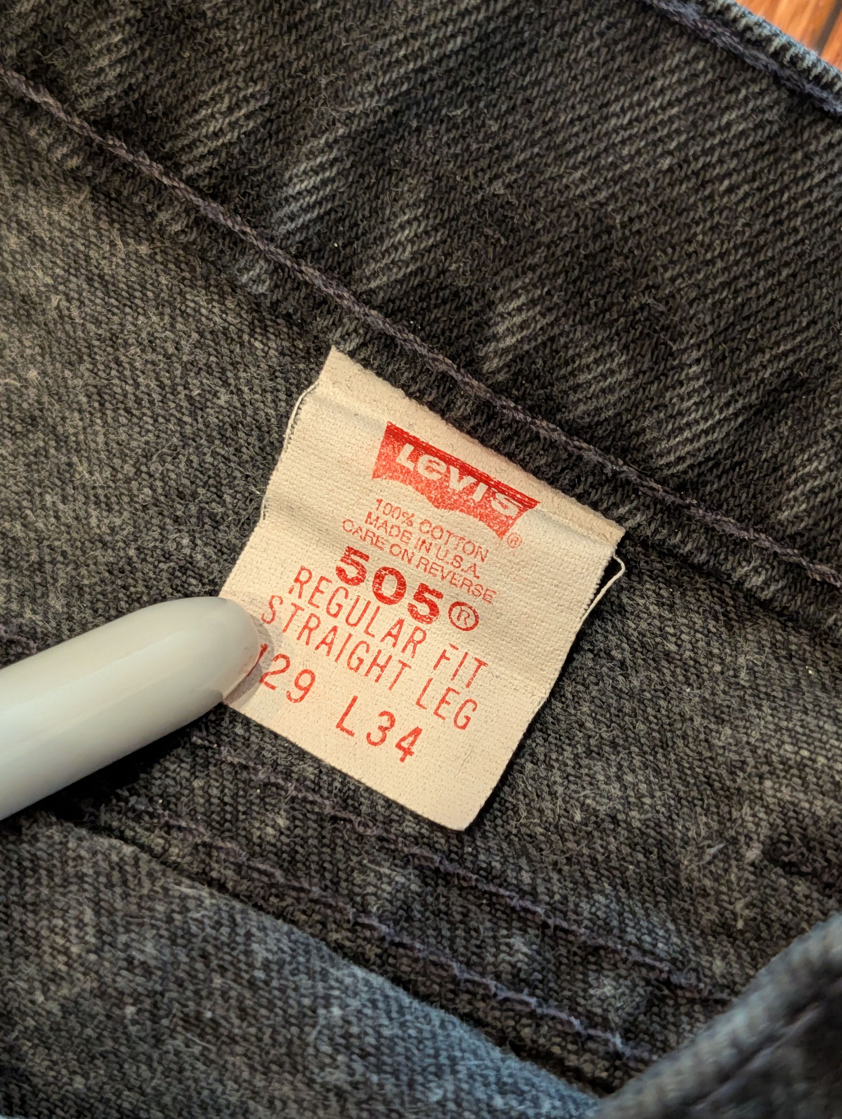 Levi's Vintage 90s Levis 505 Orange Regular Straight Jeans 29x34 Size US 29 - 6 Thumbnail