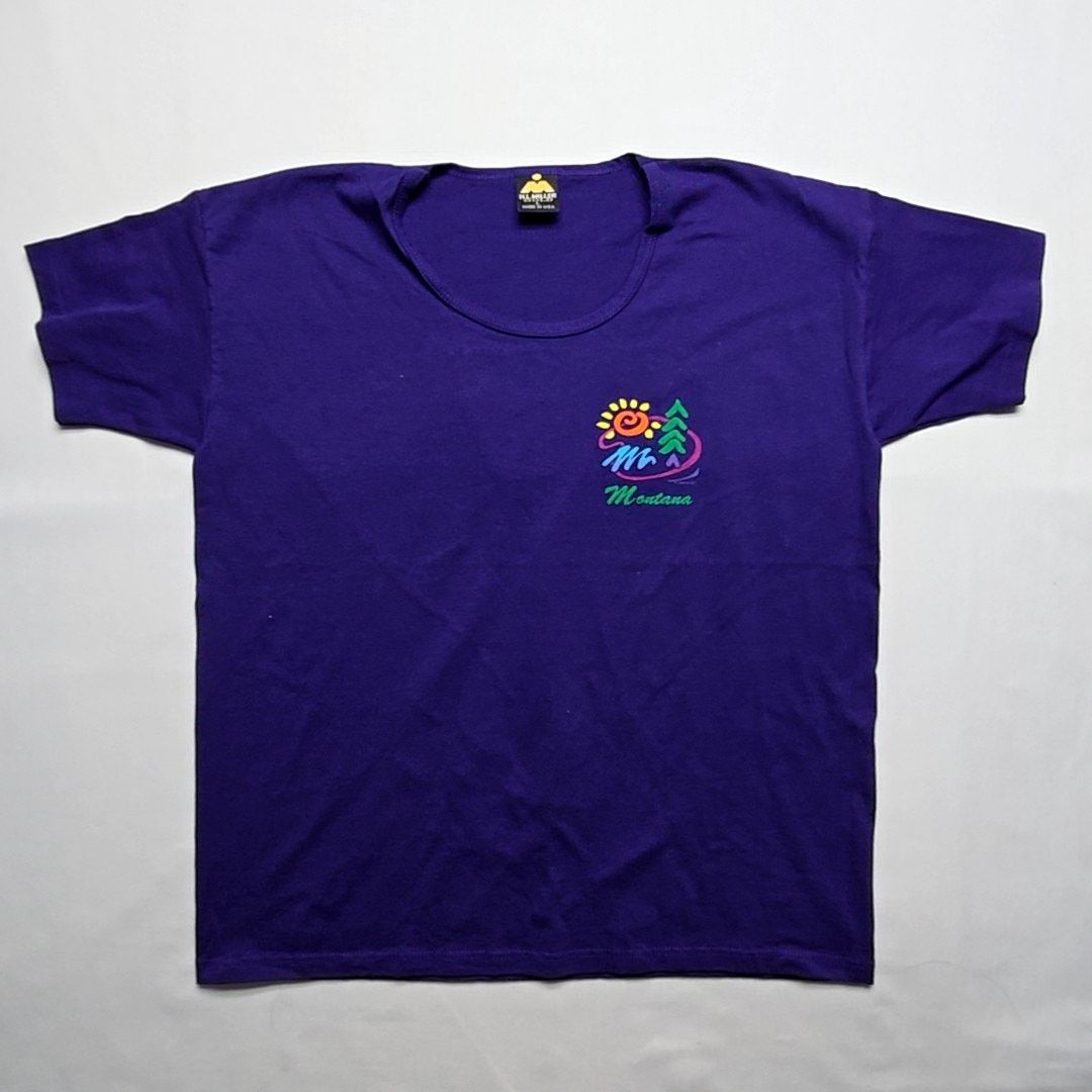 Vintage Vintage Montana Shirt H.L. Miller Purple L Boat Neck Tee 90s Size XL / US 12-14 / IT 48-50 - 1 Thumbnail