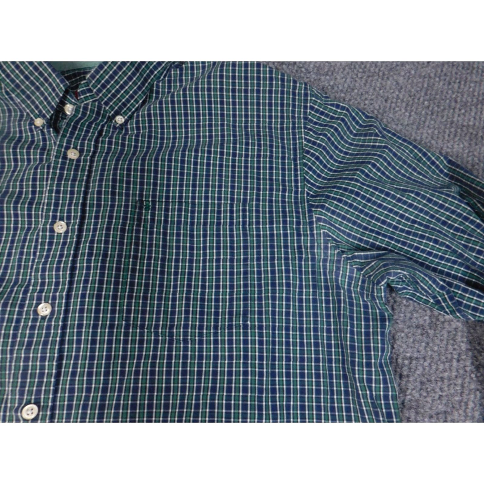 Izod IZOD Mens Shirt XL Green Plaid Button-Down Knit Cotton Long Sleeve Casual Regular Men Mens Girls Size US XL / EU 56 / 4 - 4 Thumbnail