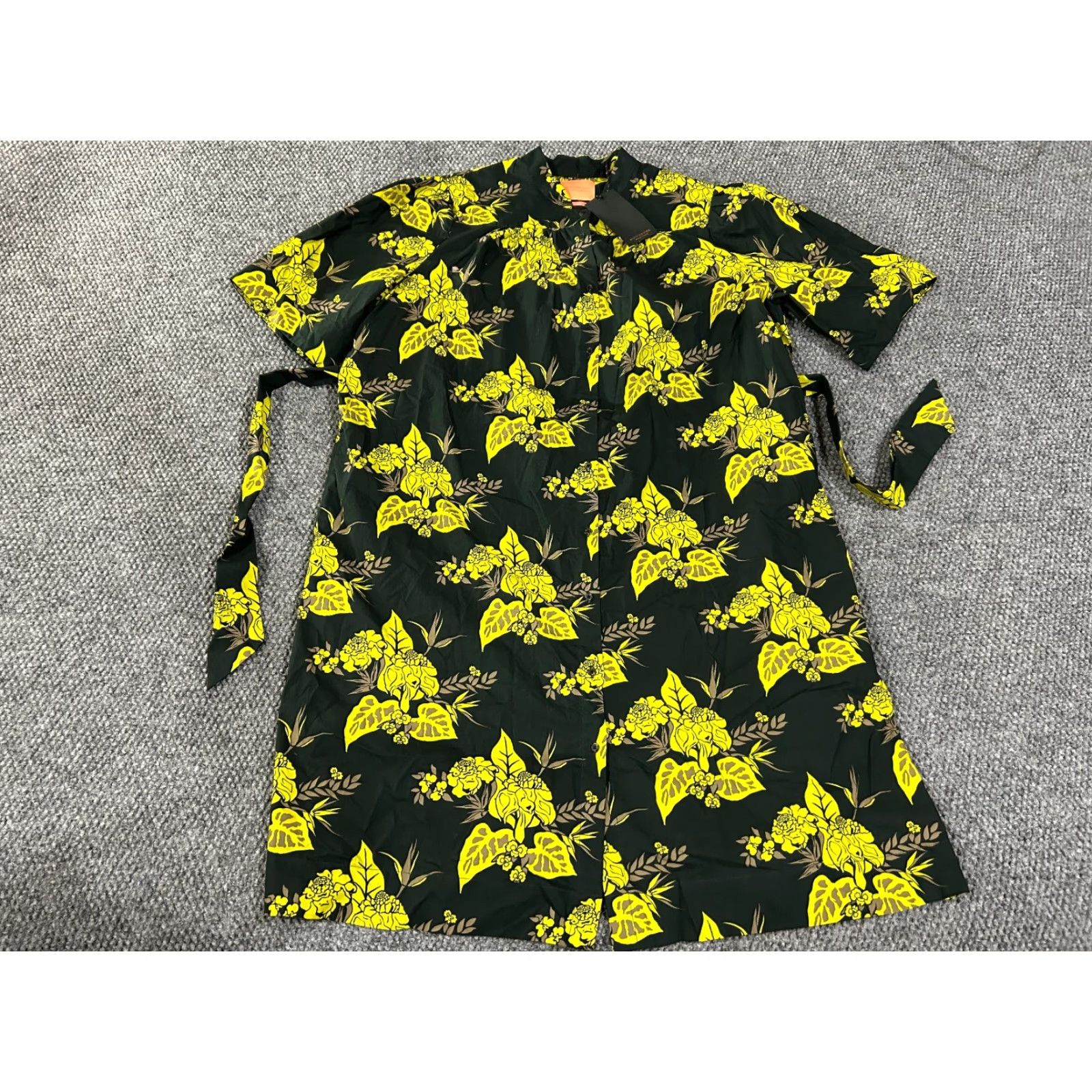 Scotch & Soda Scotch & Soda dress Womens Medium green floral tie waist midi satin cotton short sleeve collared pullover cocktail casual party/occasion Women Mens? Size M / US 6-8 / IT 42-44 - 2 Thumbnail