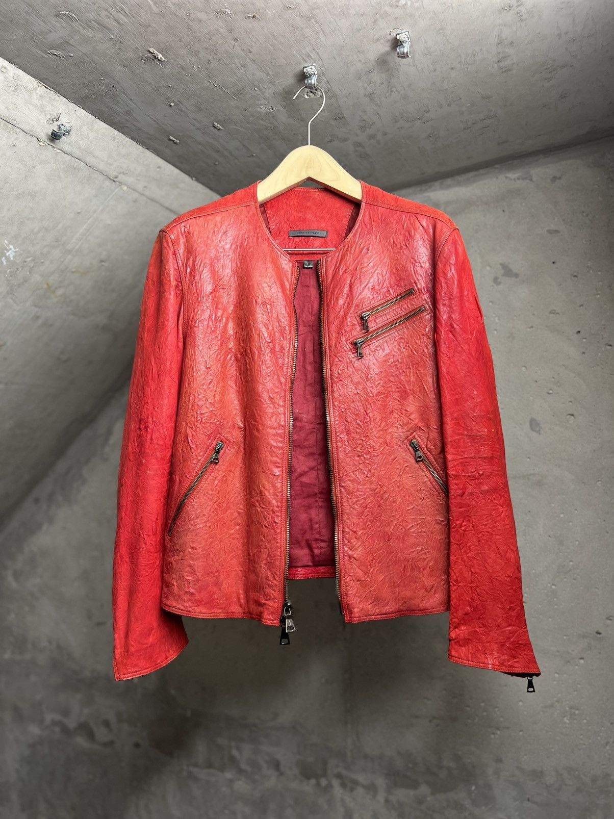 John Varvatos Crinkled Leather Racer Size US M / EU 48-50 / 2 - 10 Thumbnail