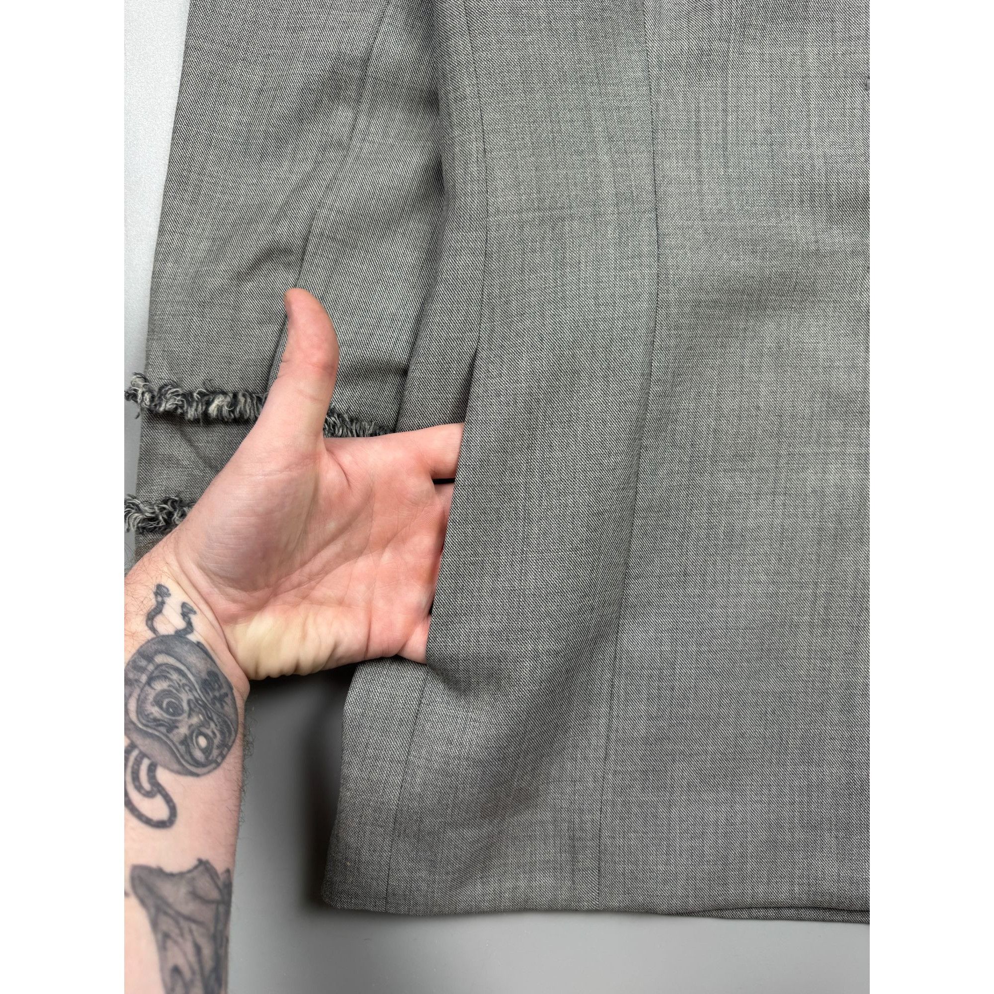 Escada Escada Vintage Gray Wool Peak Lapel Fringe Blazer (Y1223) Size M / US 6-8 / IT 42-44 - 5 Thumbnail