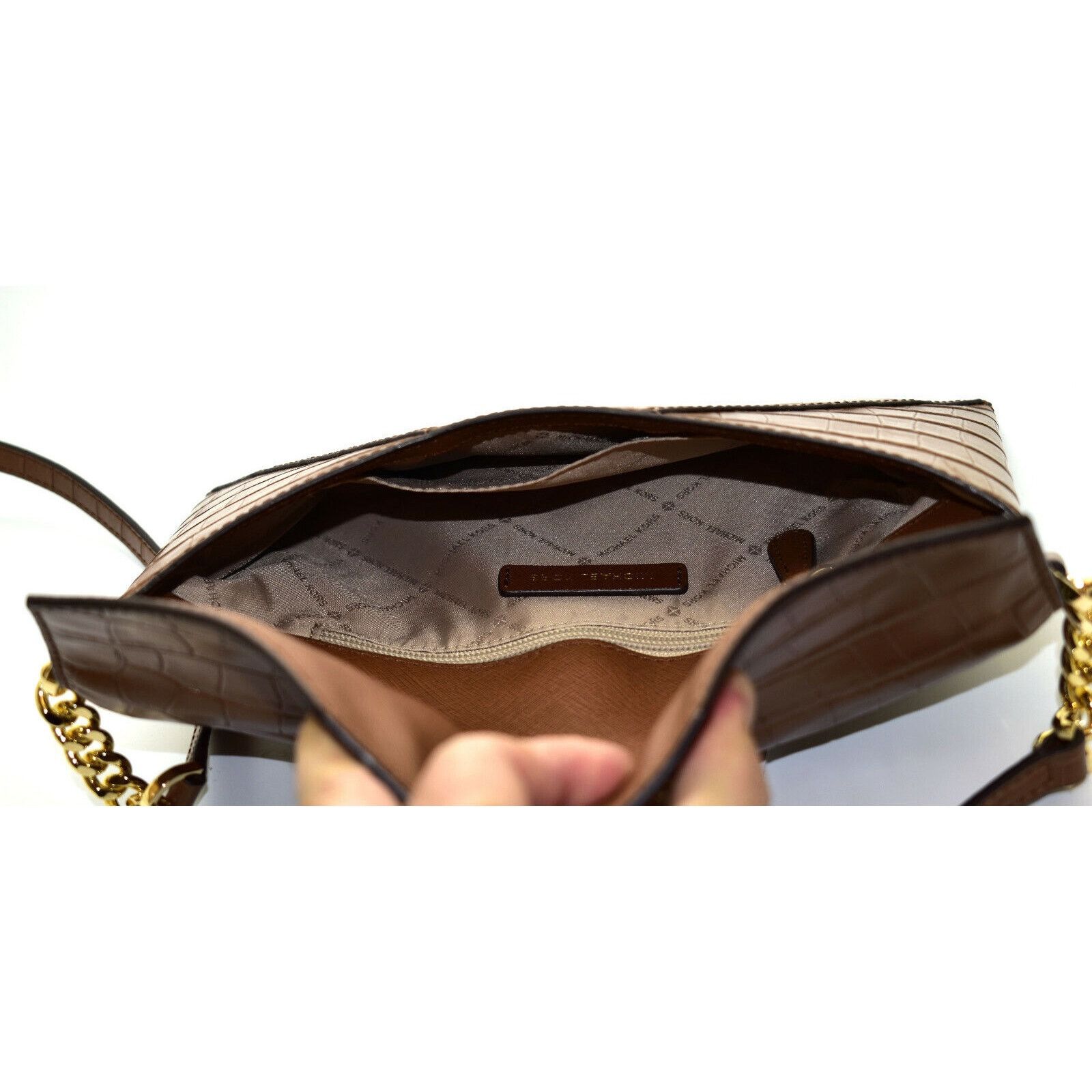 Michael Kors NWT MICHAEL KORS Brown Croc Embossed Leather Clutch Bag $348 Size ONE SIZE - 6 Thumbnail