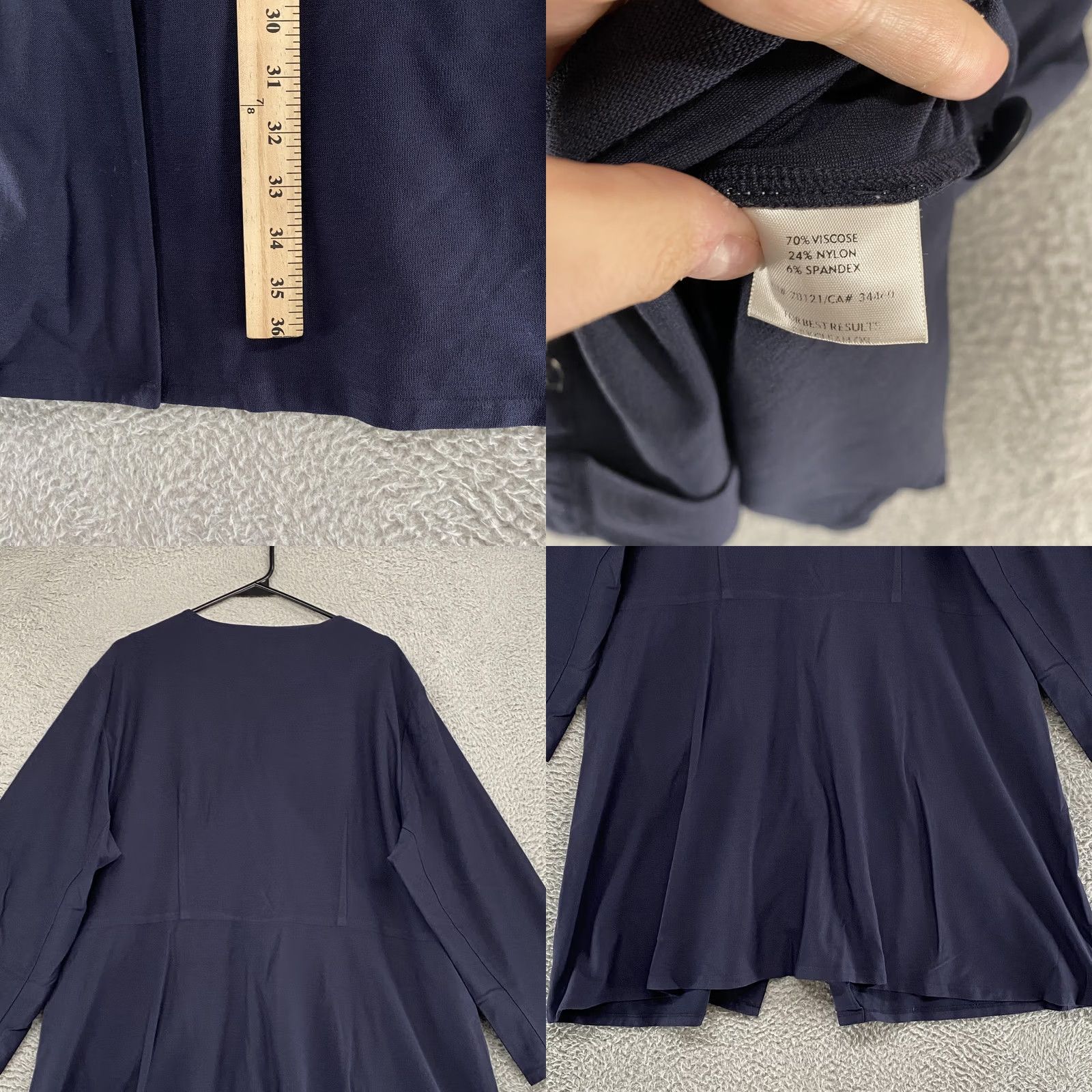 Eileen Fisher Eileen Fisher Coatigan Womens 1X Navy Blue Button Front Crepe Lagenlook Cardigan Size XL / US 12-14 / IT 48-50 - 8 Thumbnail