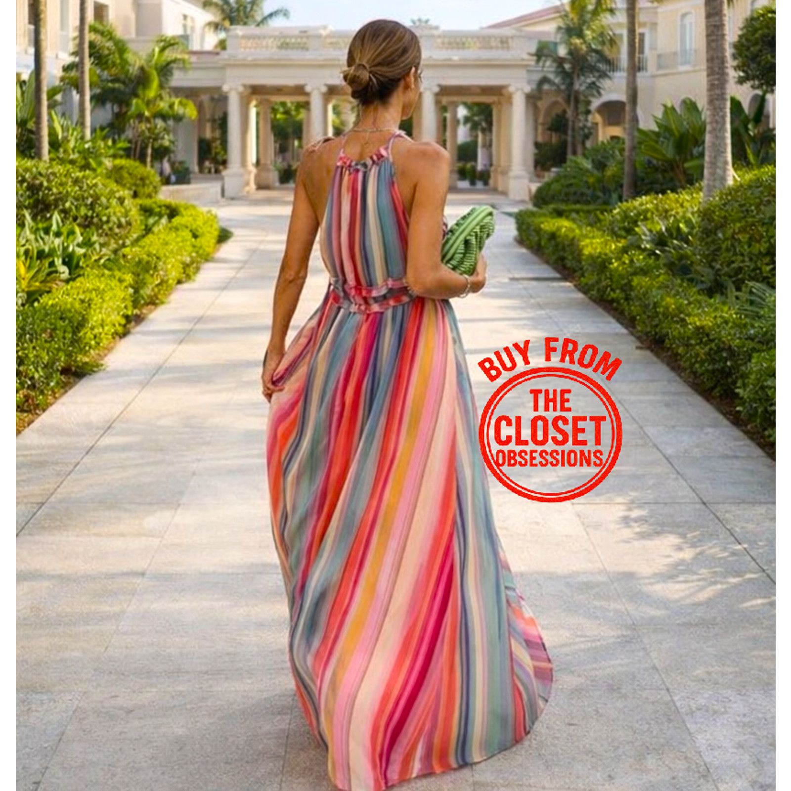 Mango MANGO Resort Stripe Halter Maxi Vacation Dress NWT Size M / US 6-8 / IT 42-44 - 14 Thumbnail