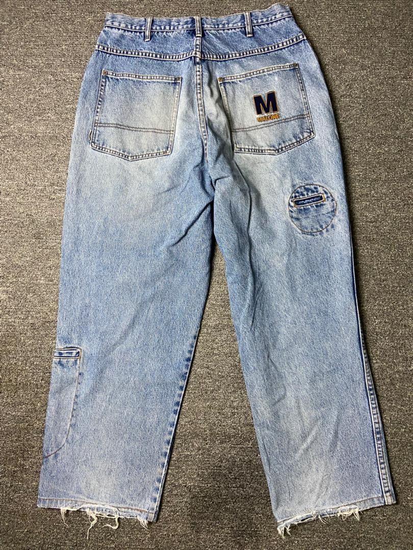 Japanese Brand 🔥 MMD MAURICE MALONE Baggy Ripped Jeans 🔥 (136) Size US 32 / EU 48 - 2 Thumbnail