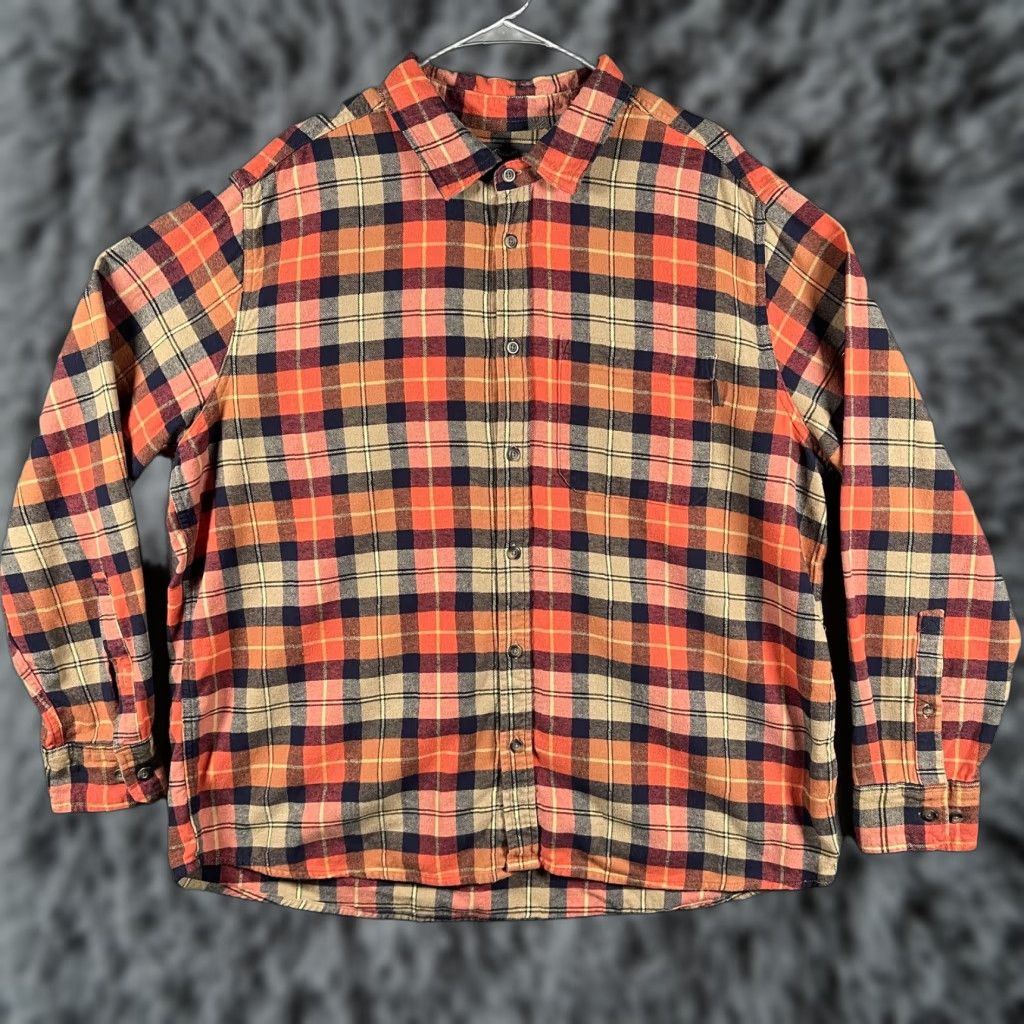 Eddie Bauer VINTAGE Eddie Bauer Shirt Mens 2XL Orange Navy Plaid Flannel Button Down E8001723 Size US XXL / EU 58 / 5 - 1 Thumbnail