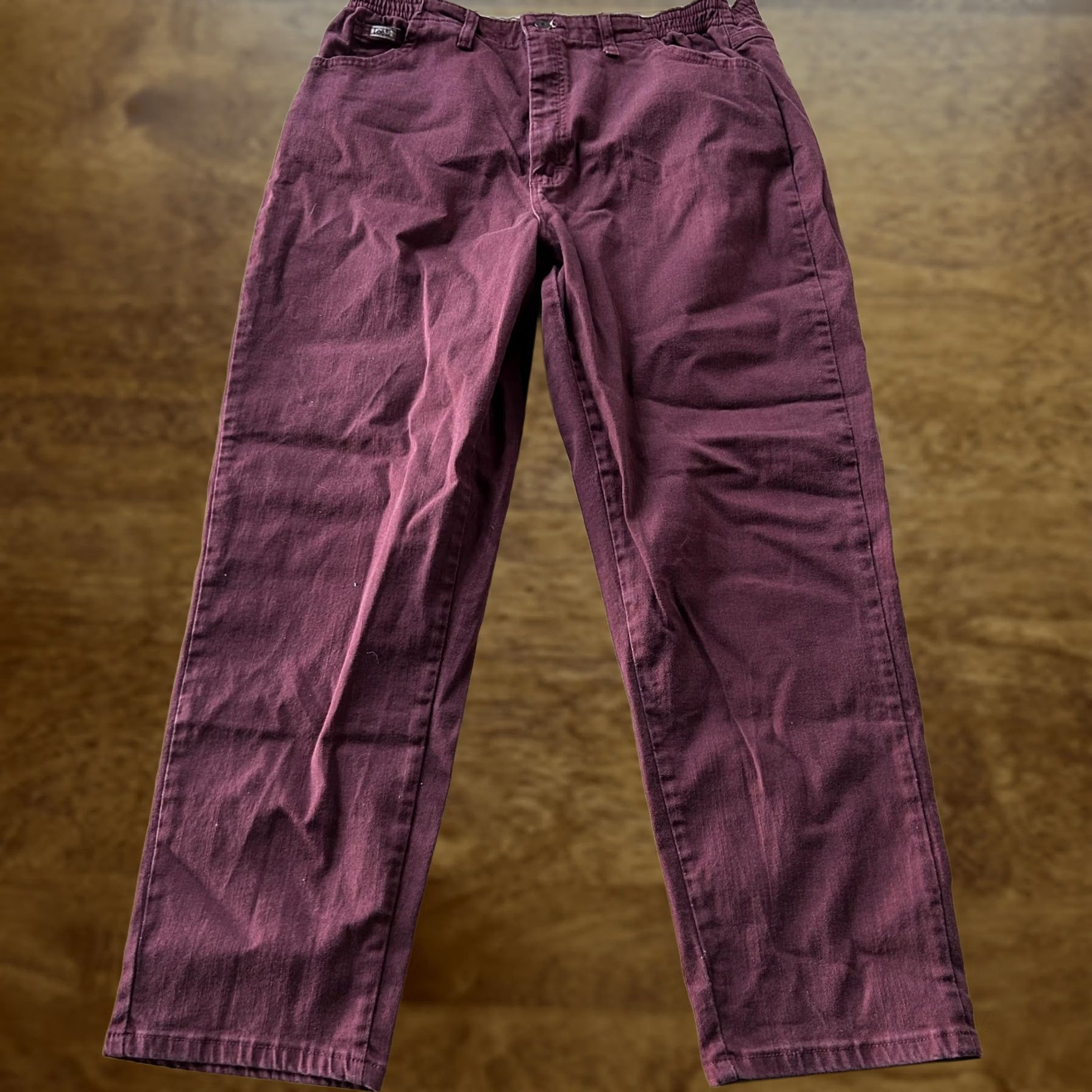 Lee Lee Jeans Side Elastic 14 Short Dark Red Relaxed Straight Stretch Denim Womens Jeans Size 36" / US 14 / IT 50 - 1 Thumbnail