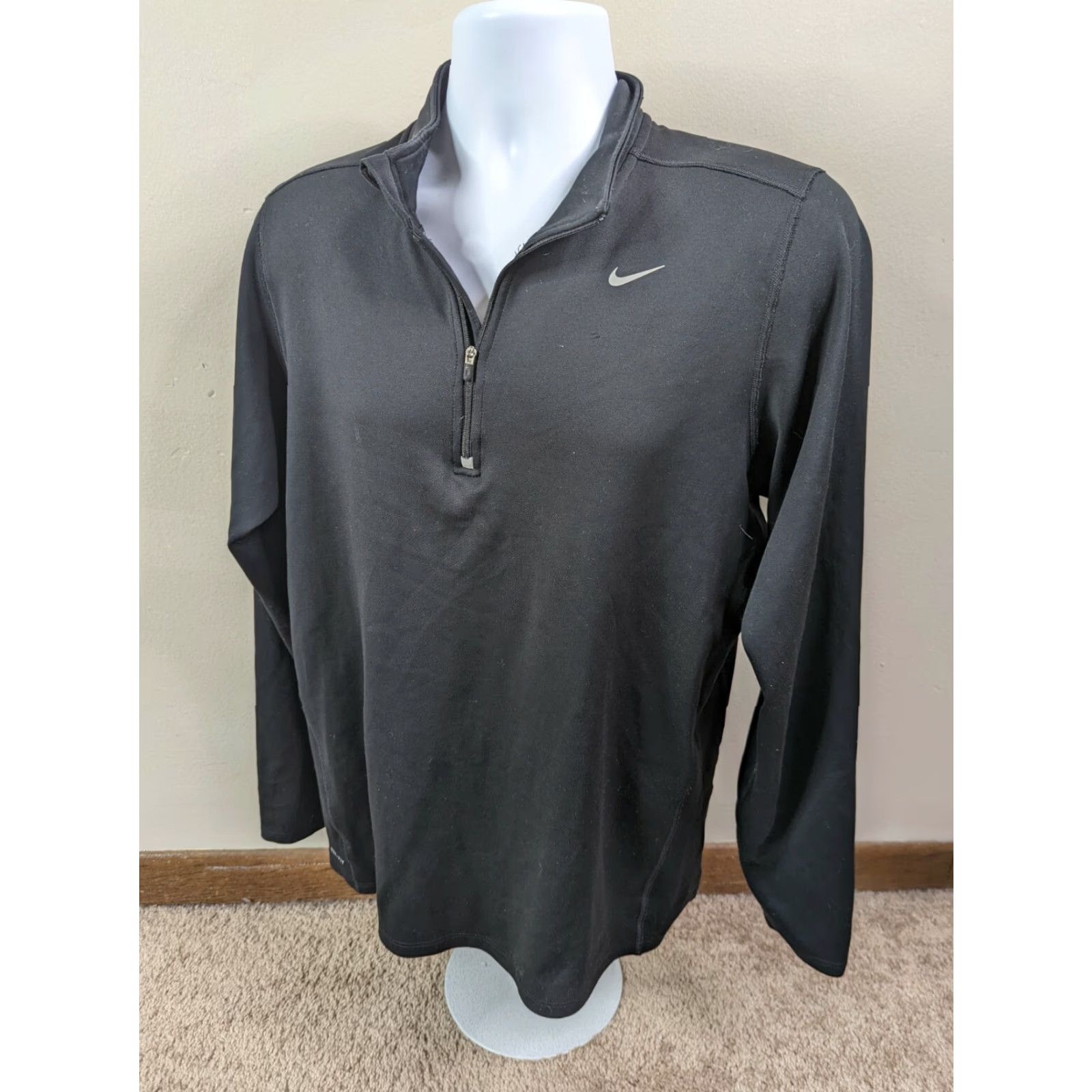 Nike NIKE Dri-Fit 1/4 Zip Sweatshirt Black Mock Neck Pullover Mens Size L Shirt Size US L / EU 52-54 / 3 - 3 Thumbnail
