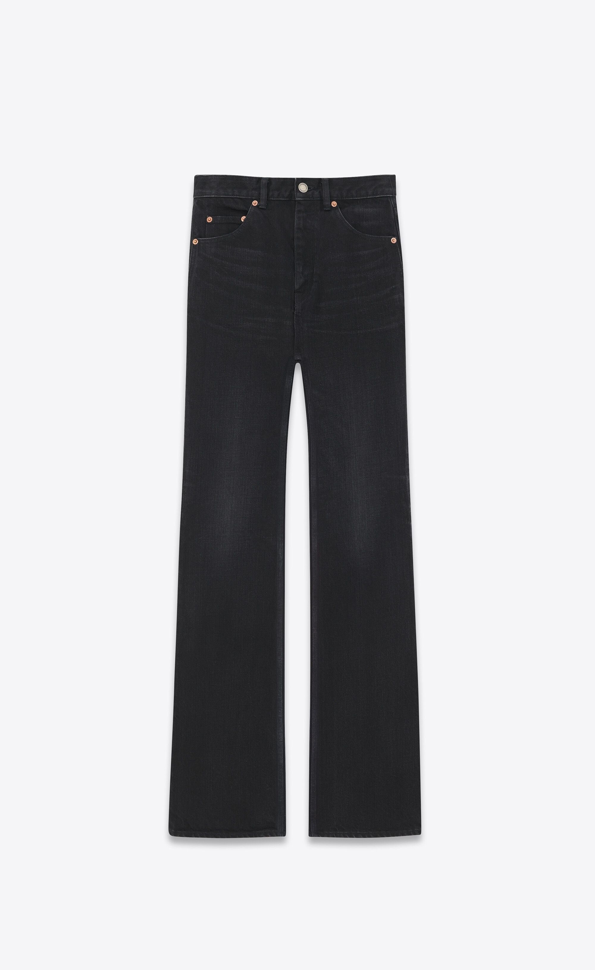 Saint Laurent Paris o1s1wg110125 730605 70's Flared Jeans in Black Size US 27 - 1 Thumbnail