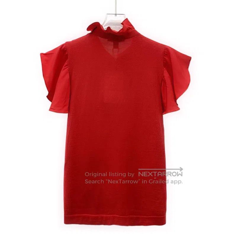 Louis Vuitton Louis Vuitton Red lace design wool V-neck short sleeve T-s Size M / US 6-8 / IT 42-44 - 2 Thumbnail