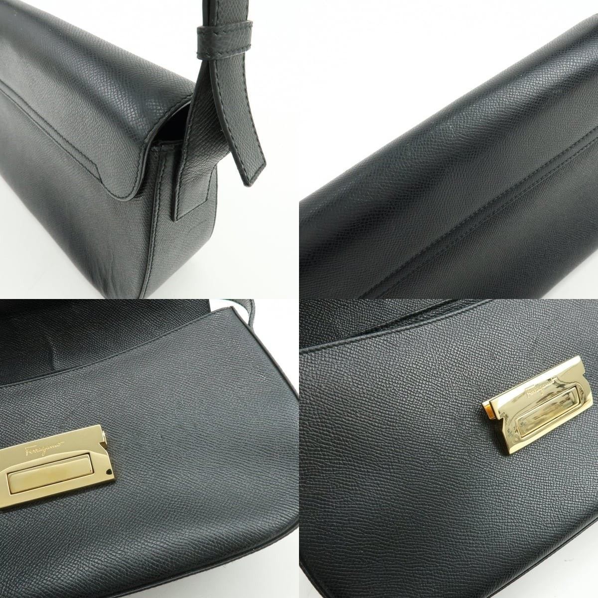 Salvatore Ferragamo Ferragamo Calfskin Shoulder Bag Black Size ONE SIZE - 6 Thumbnail