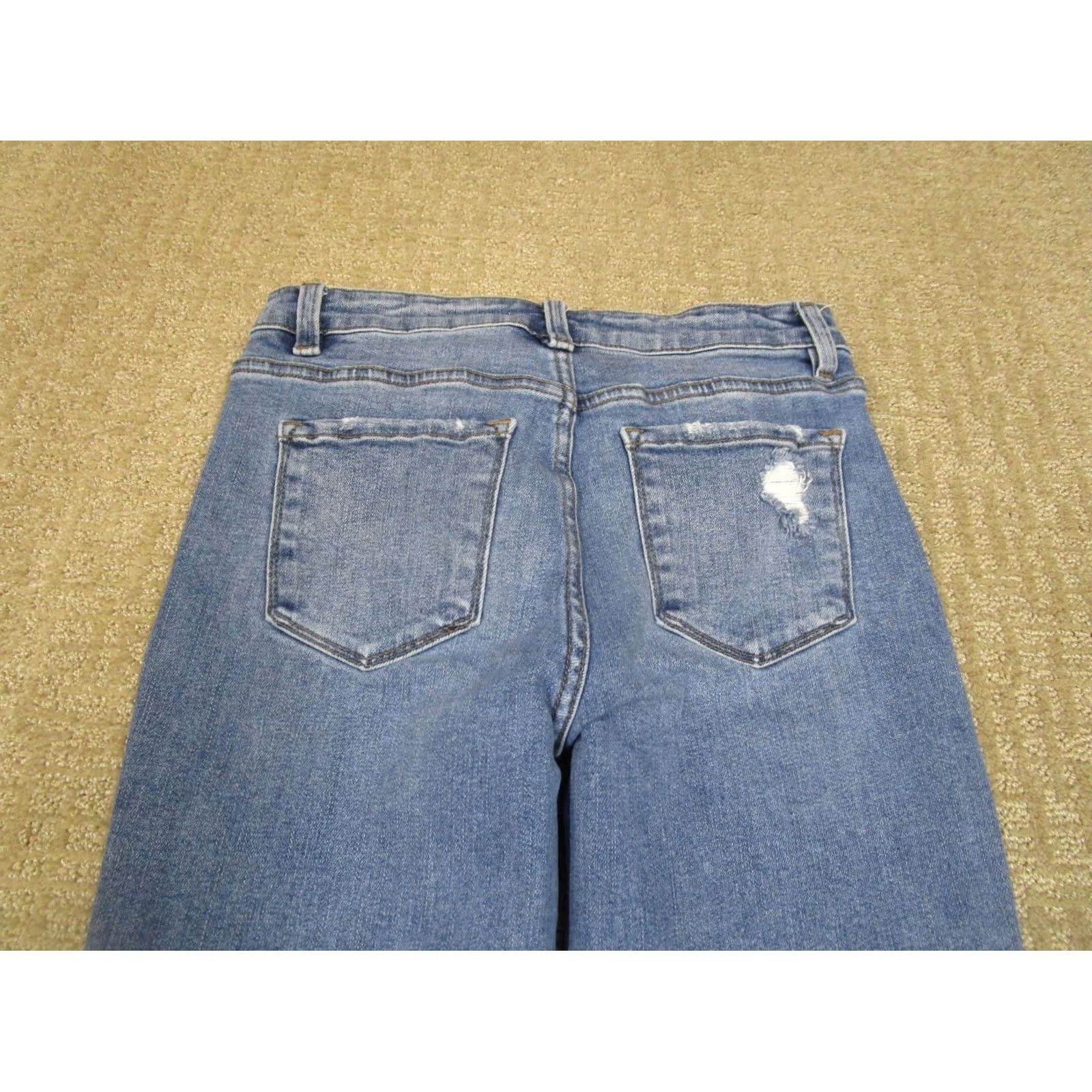 Vintage Flying Monkey Jeans Women 27 Blue High Rise Straight Cropped Distressed Pants Jeans Size 27" / US 4 / IT 40 - 4 Thumbnail
