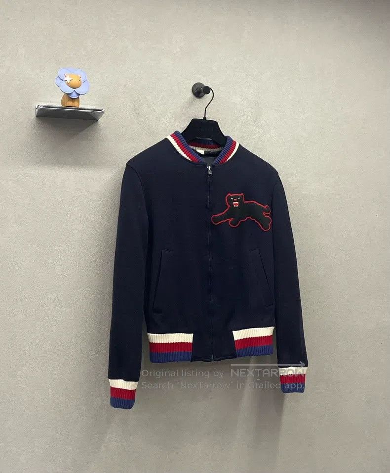 Gucci Gucci Dark blue leopard embroidered jacket Size US S / EU 44-46 / 1 - 2 Thumbnail
