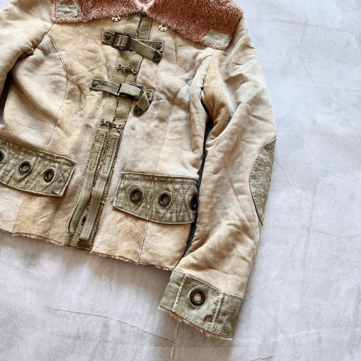 Hysteric Glamour Flora Smith Cargo Military Avantgarde Shearling Jacket Y2K Size L / US 10 / IT 46 - 3 Thumbnail