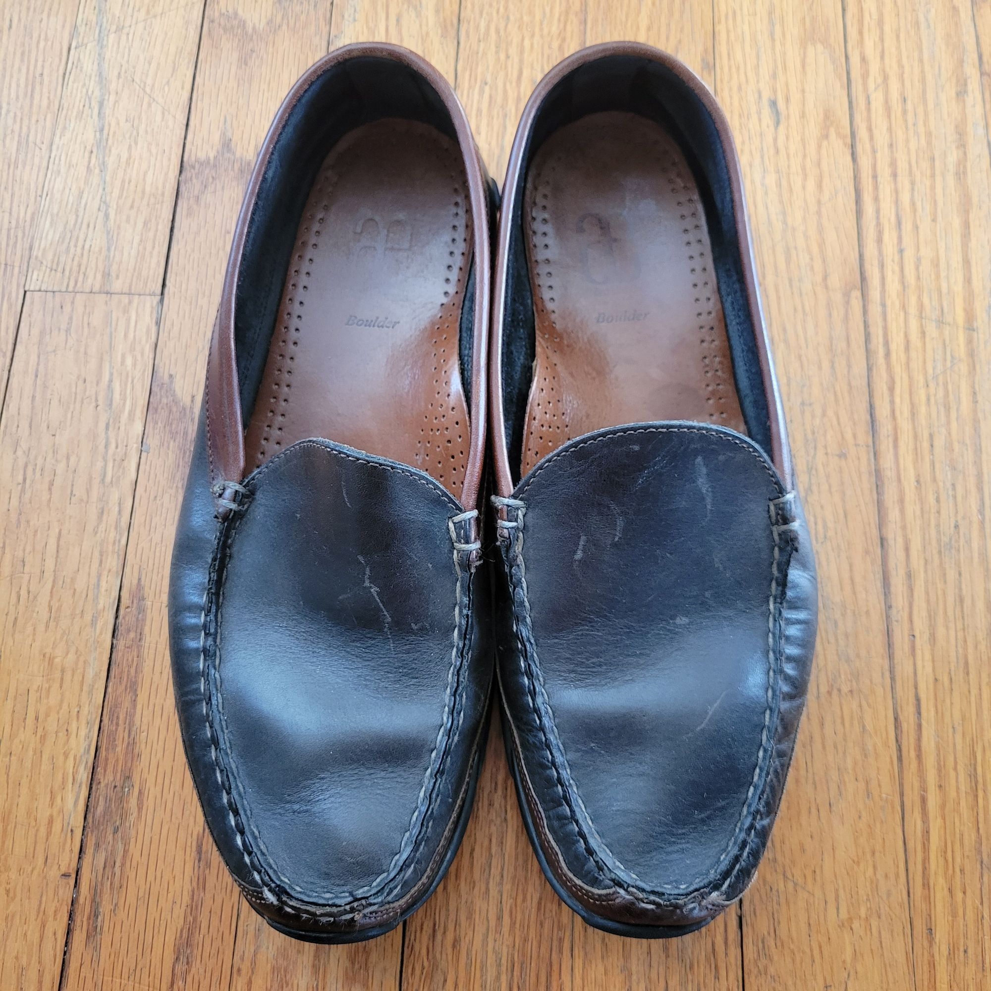 Allen Edmonds Boulder 11 3E Brown Black Leather Slip On Loaf