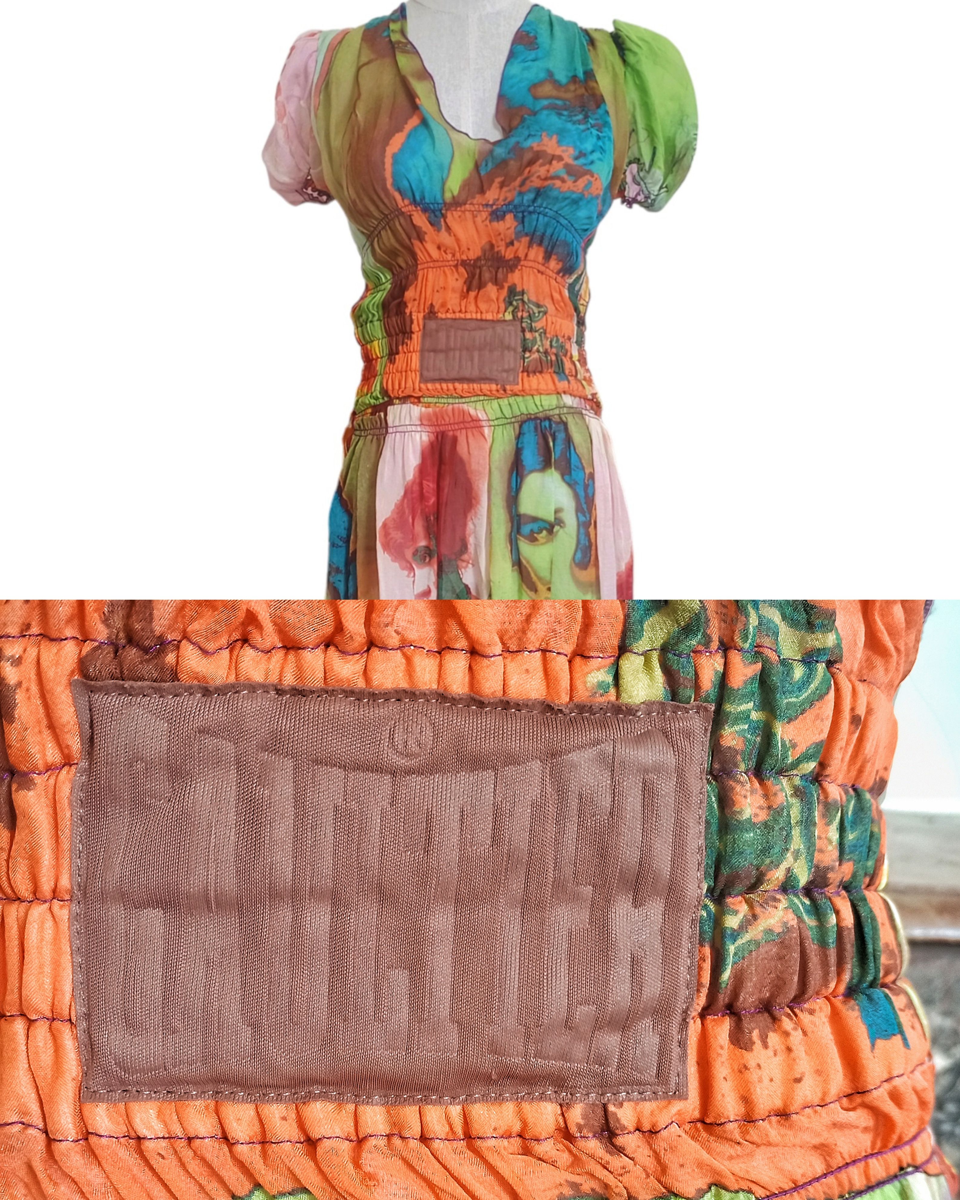 Jean Paul Gaultier Iconic S/S 2002 Women Portraits silk dress Size XS / US 0-2 / IT 36-38 - 5 Thumbnail