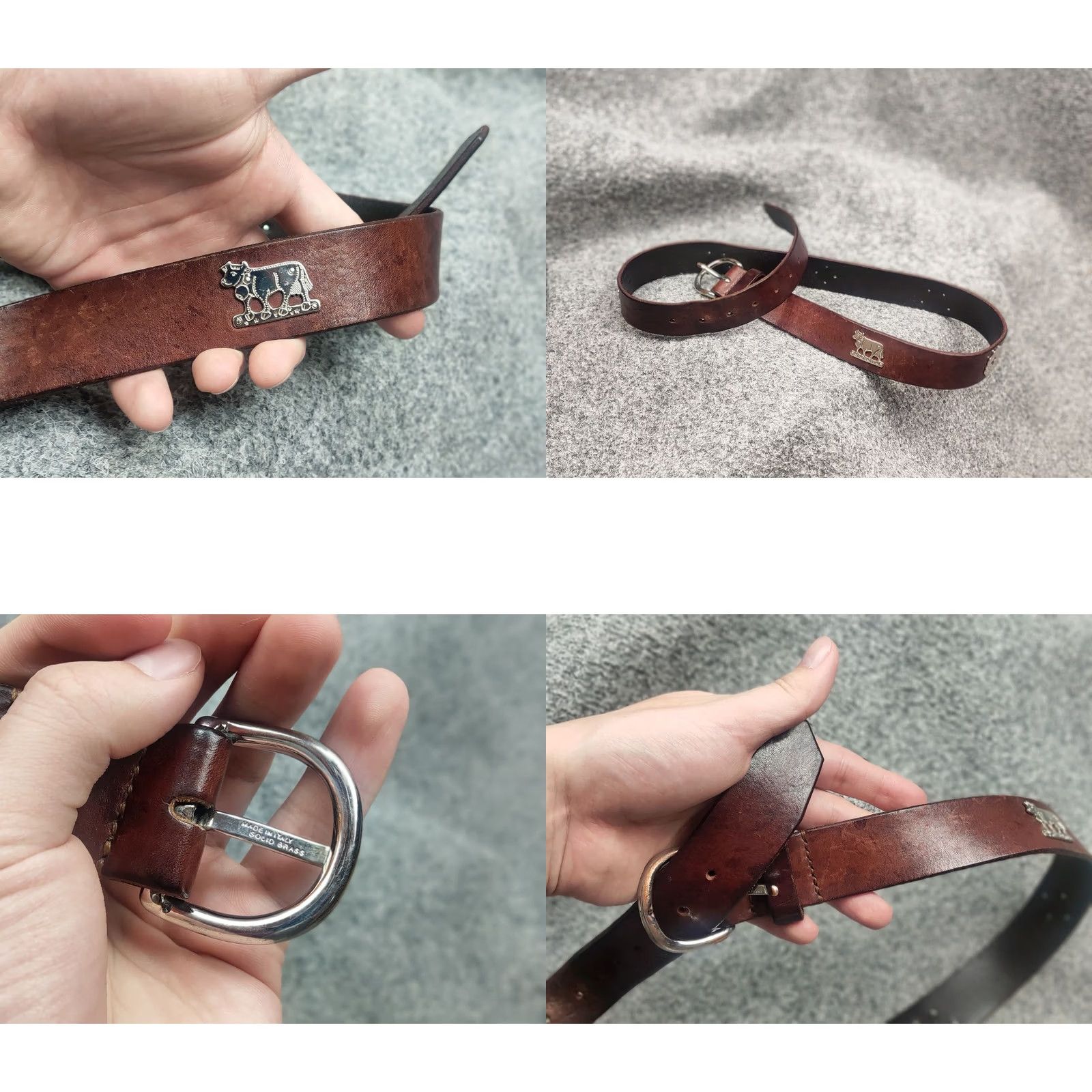 Etro VINTAGE ETRO Belt Leather Brown Mens One Size Regular Buckle Logo 90s Cows 90s City Classic Dress Mens Size ONE SIZE - 9 Thumbnail