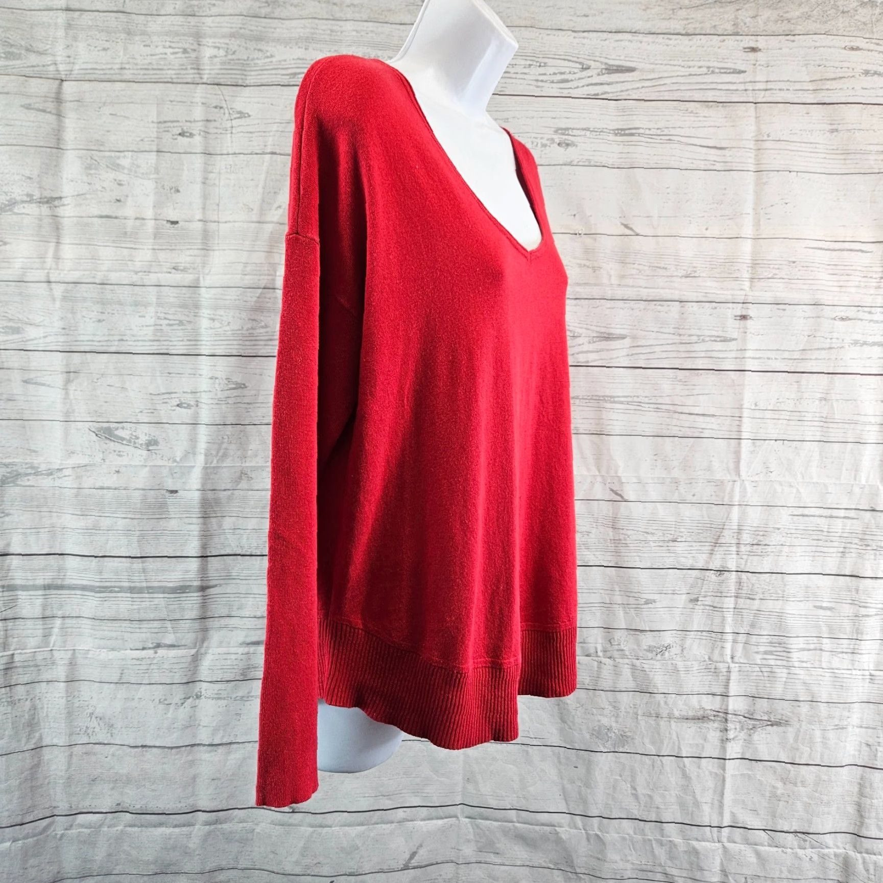 J. Jill J. Jill Womens Sweater Pullover Size PM Petite Medium Red Silk Blend Scoop Neck Long Sleeve Ladies Womens Pullover Sweater Red Silk Blend Size M / US 6-8 / IT 42-44 - 3 Thumbnail