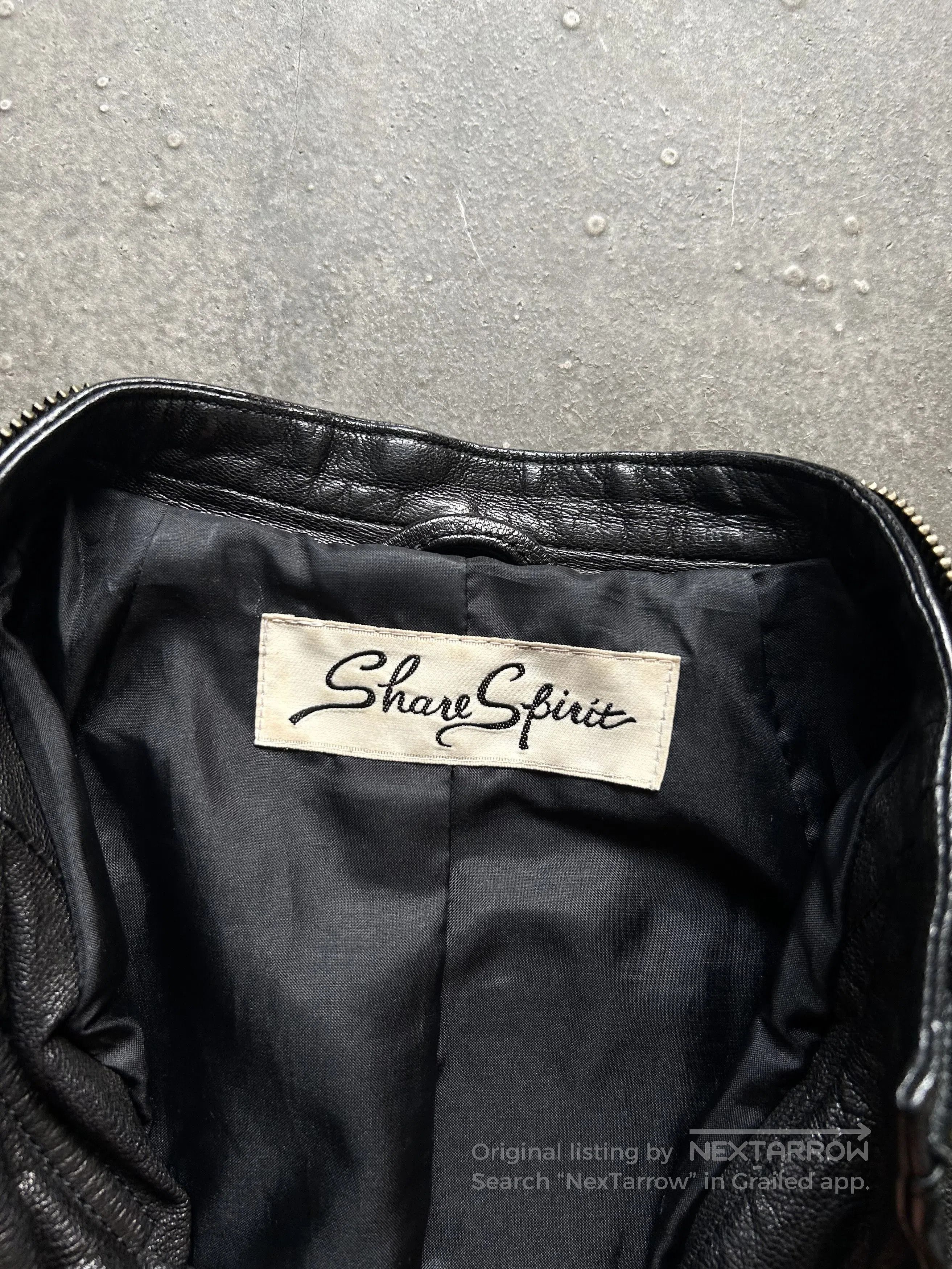 Share Spirit Homme Black Goat Leather Biker Jacket. Size US S / EU 44-46 / 1 - 8 Thumbnail