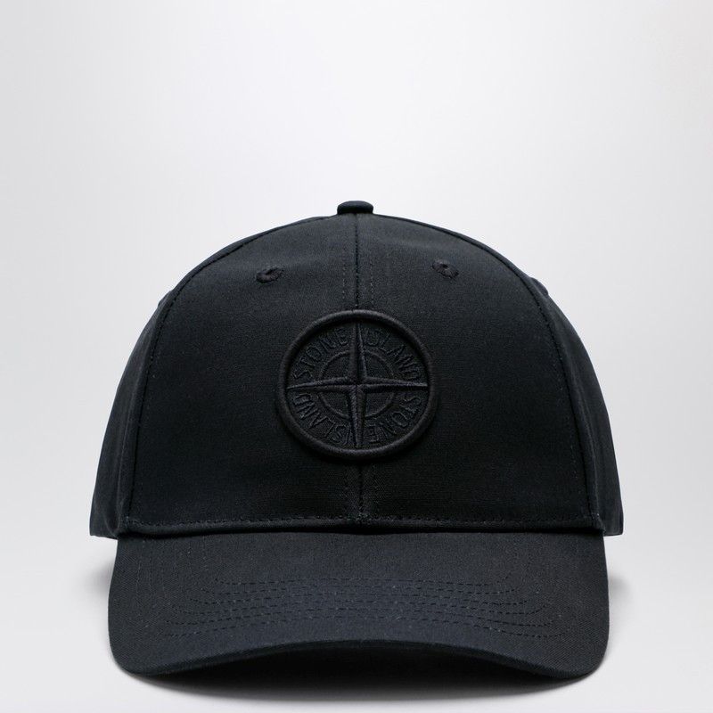 Stone Island Black Baseball Cap With Logo