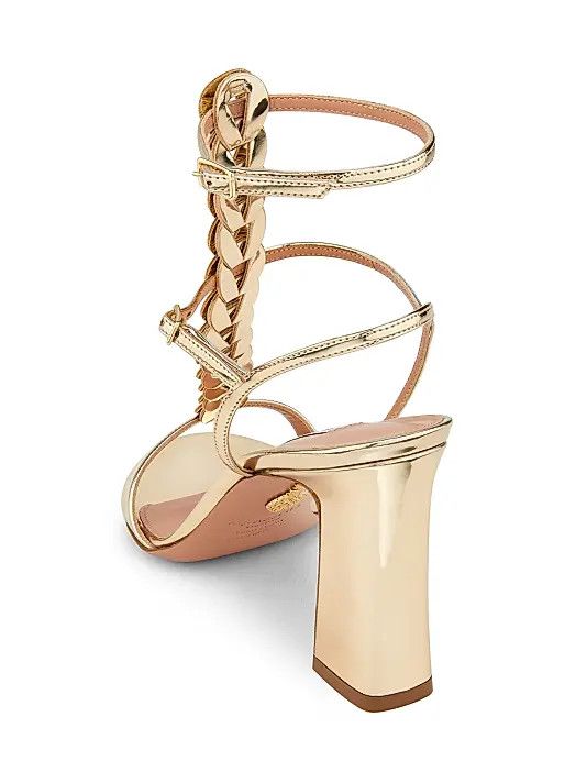 Aquazzura os11x1225 Destiny 85MM Metallic Leather Gladiator Sandals Size US 9 / IT 39 - 3 Thumbnail