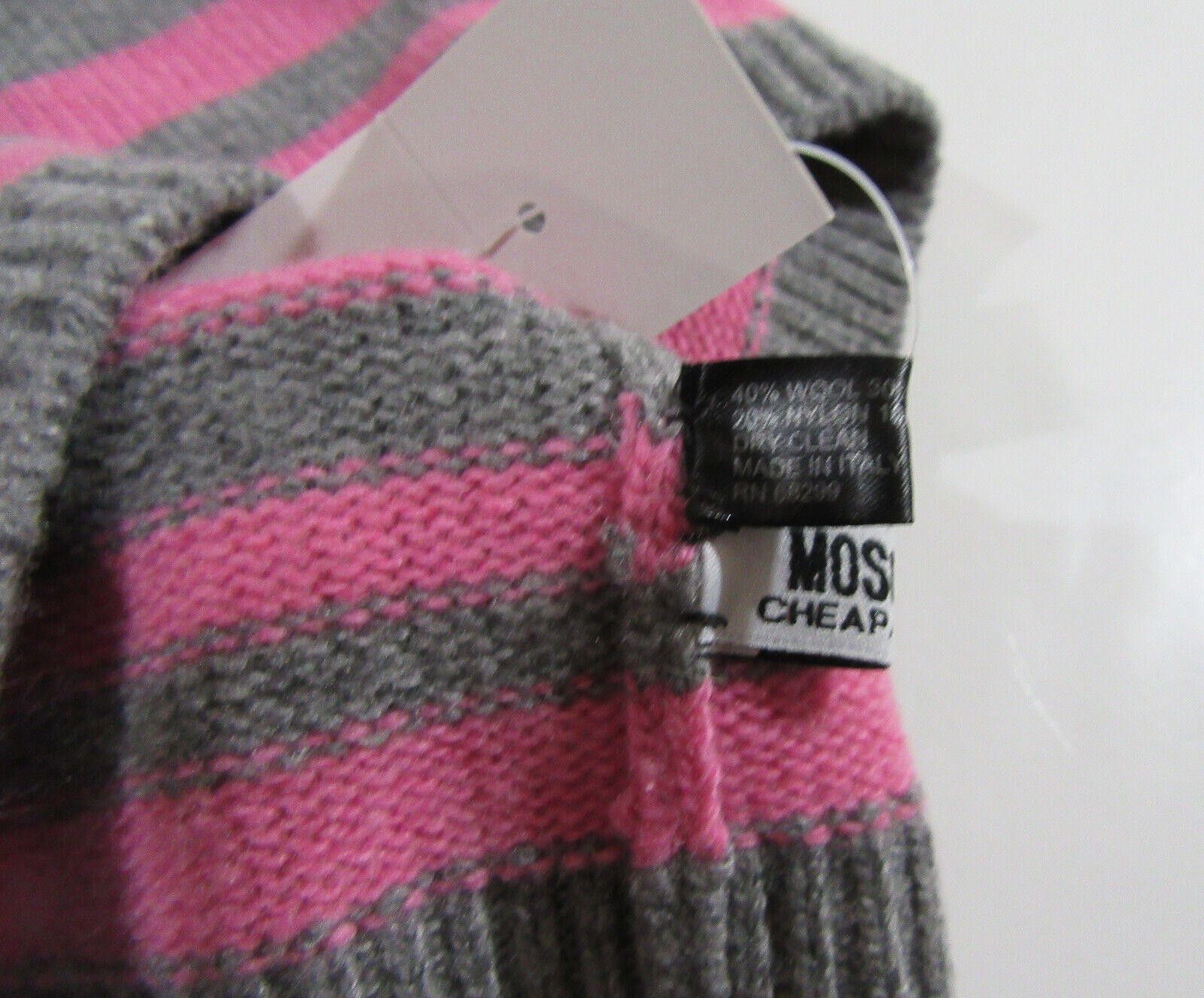 Moschino Moschino Beanie Hat Pink and Grey Striped NWT Size ONE SIZE - 4 Thumbnail