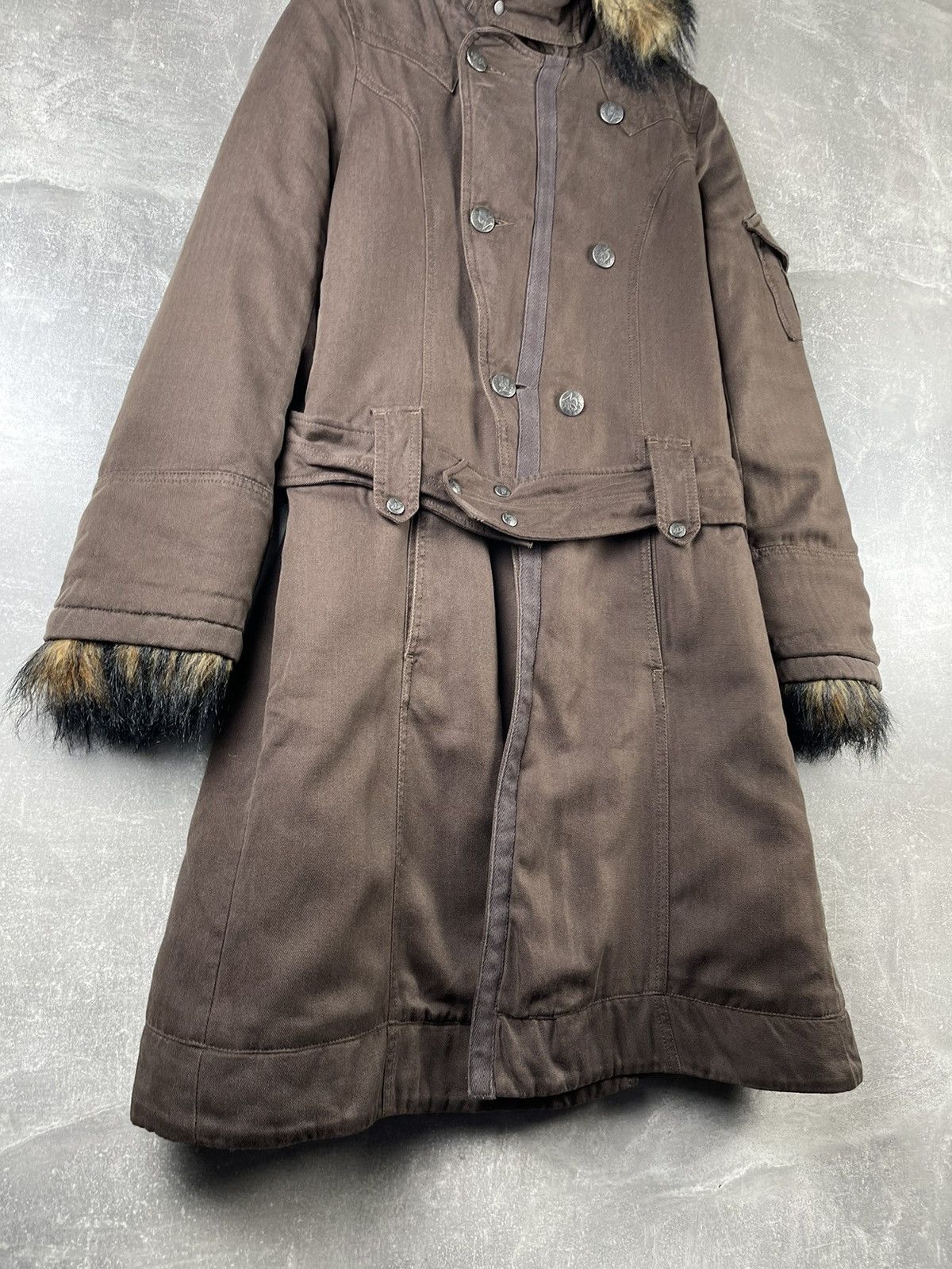 Diesel Diesel Y2K Fanny Lyocell Parka Belted Coat Fur Trim Hood Size M / US 6-8 / IT 42-44 - 3 Thumbnail