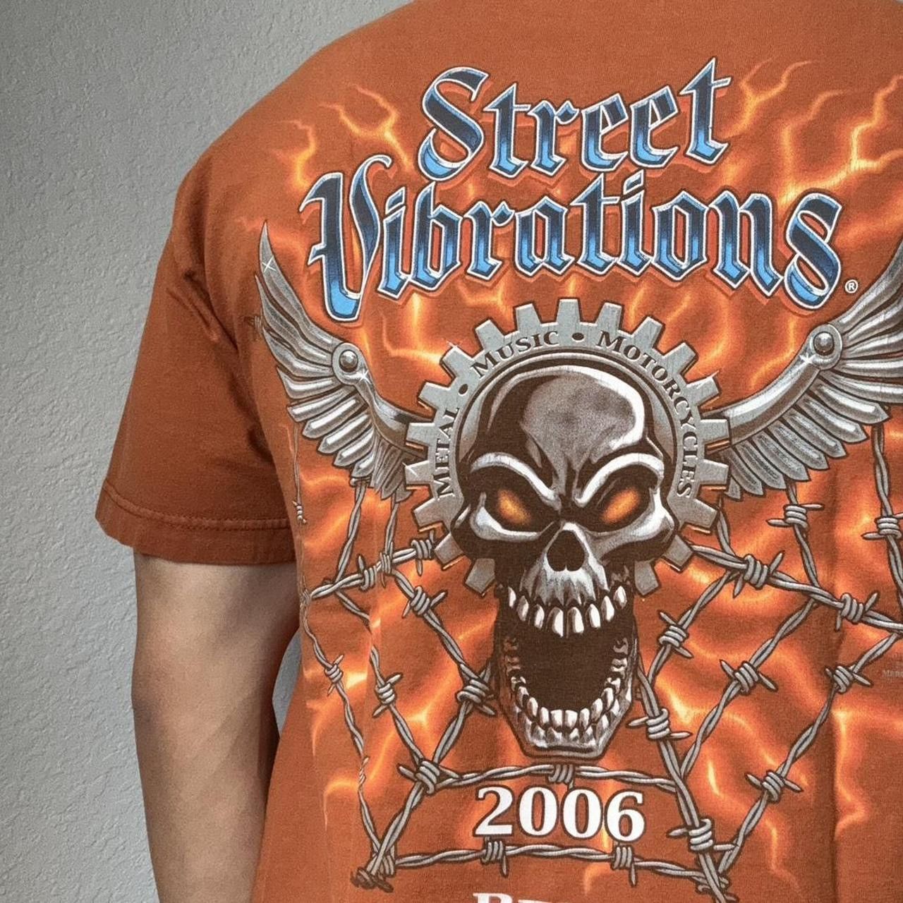 Vintage Vintage 2006 Street Vibrations Graphics Orange Tee Shirt Size US L / EU 52-54 / 3 - 3 Thumbnail