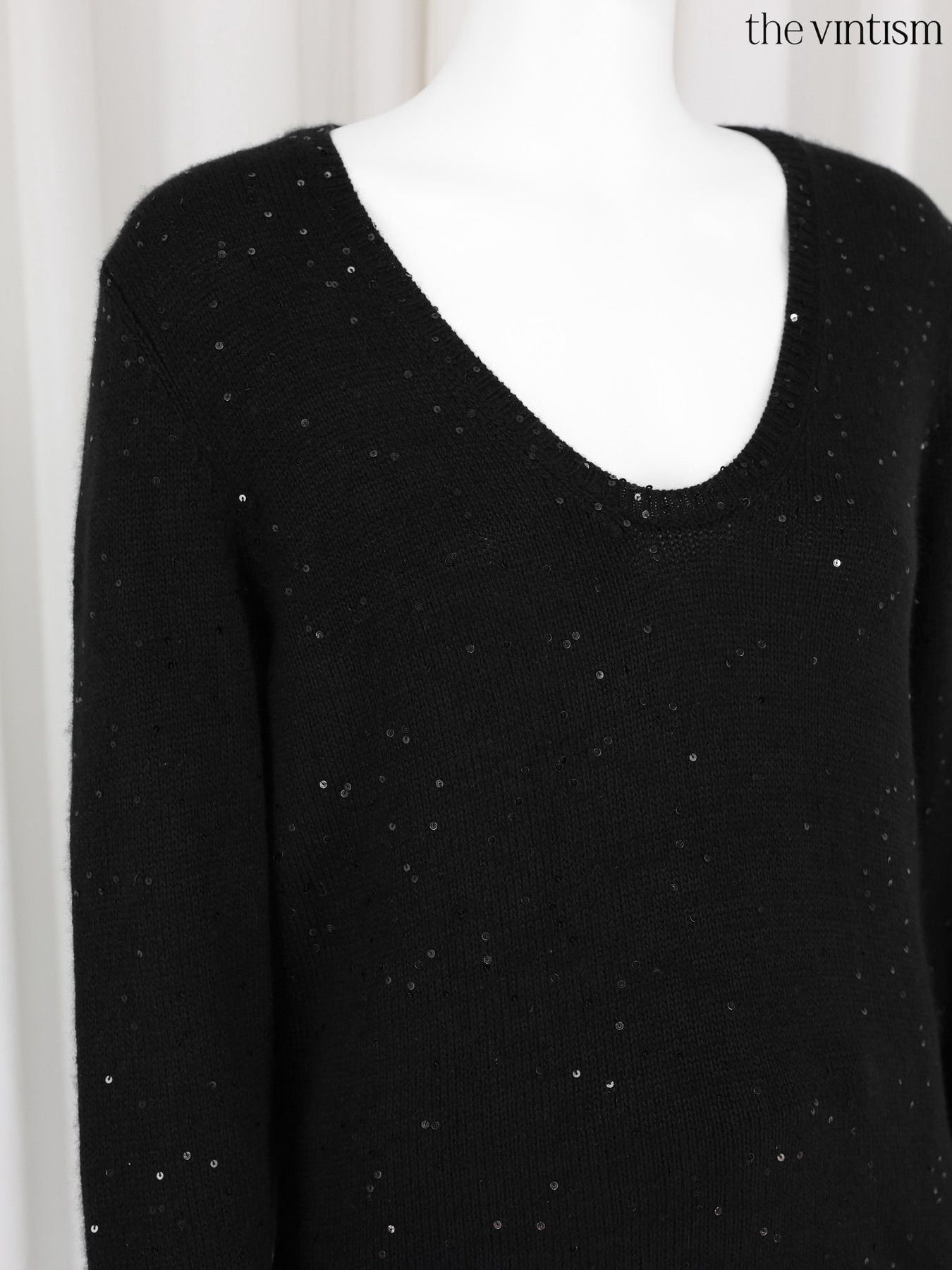Brunello Cucinelli Brunello Cucinelli Cashmere & Silk Sequined V-Neck Sweater Size XXL / US 16-18 / IT 52-54 - 4 Thumbnail