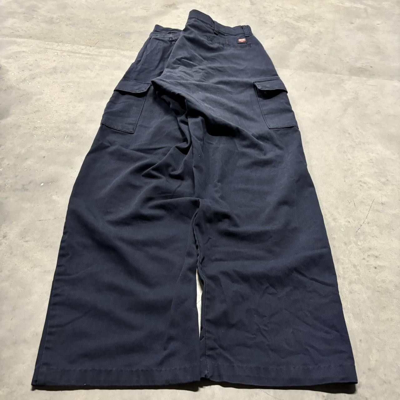 Japanese Brand × Vintage Crazy Vintage Y2K/2000s Baggy Navy Blue Skater Workwear Cargo Pants! Size US 38 / EU 54 - 4 Thumbnail