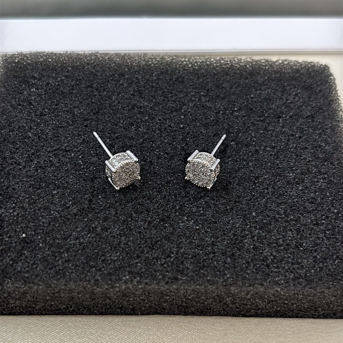 8mm Small CZ Stud Earrings for Men Women Punk Hip Hop Unisex