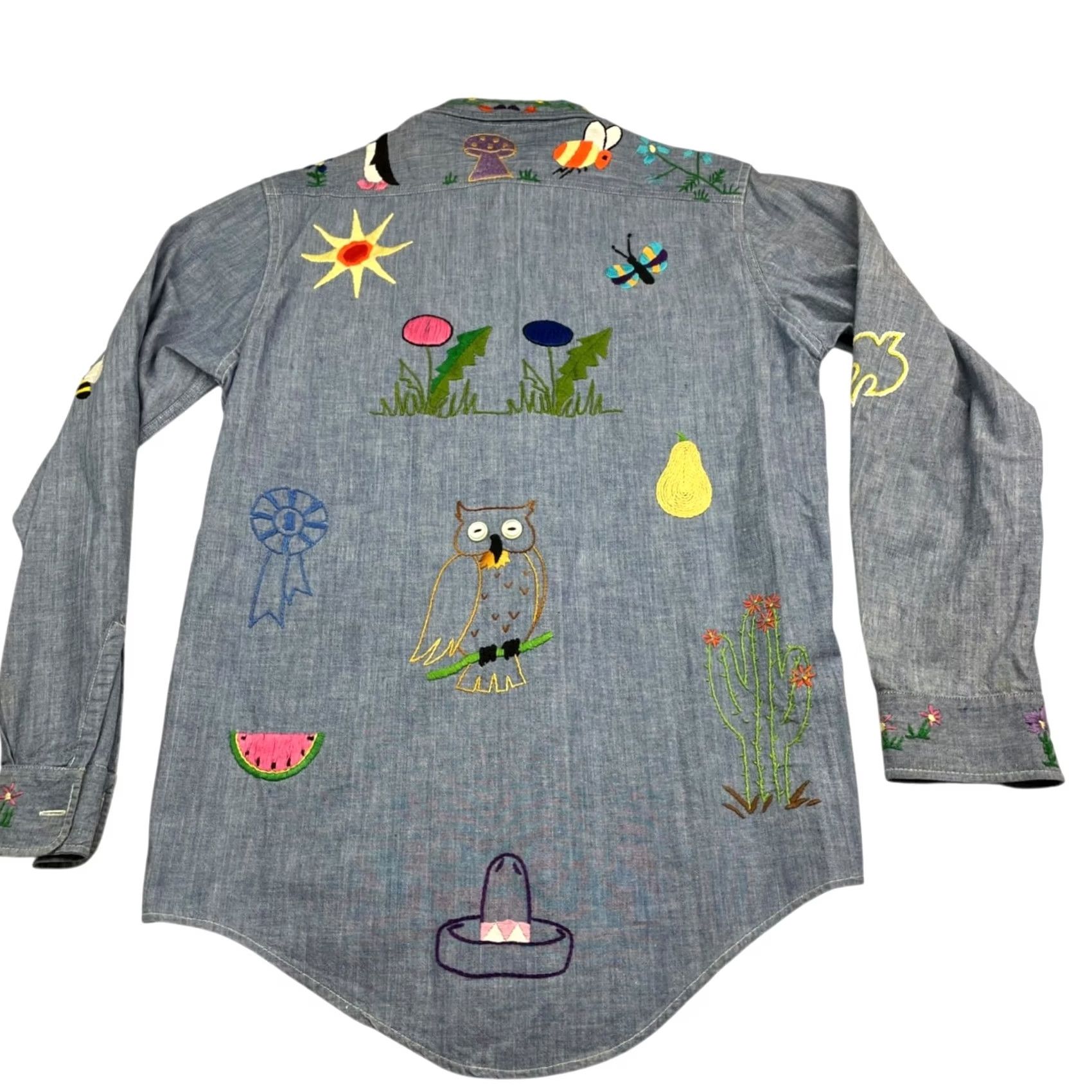 Denime VINTAGE King Kole Denim Shirt Adult Small Blue Long Sleeve Embroidered Hand Sewn Mens 50's Size US S / EU 44-46 / 1 - 3 Thumbnail