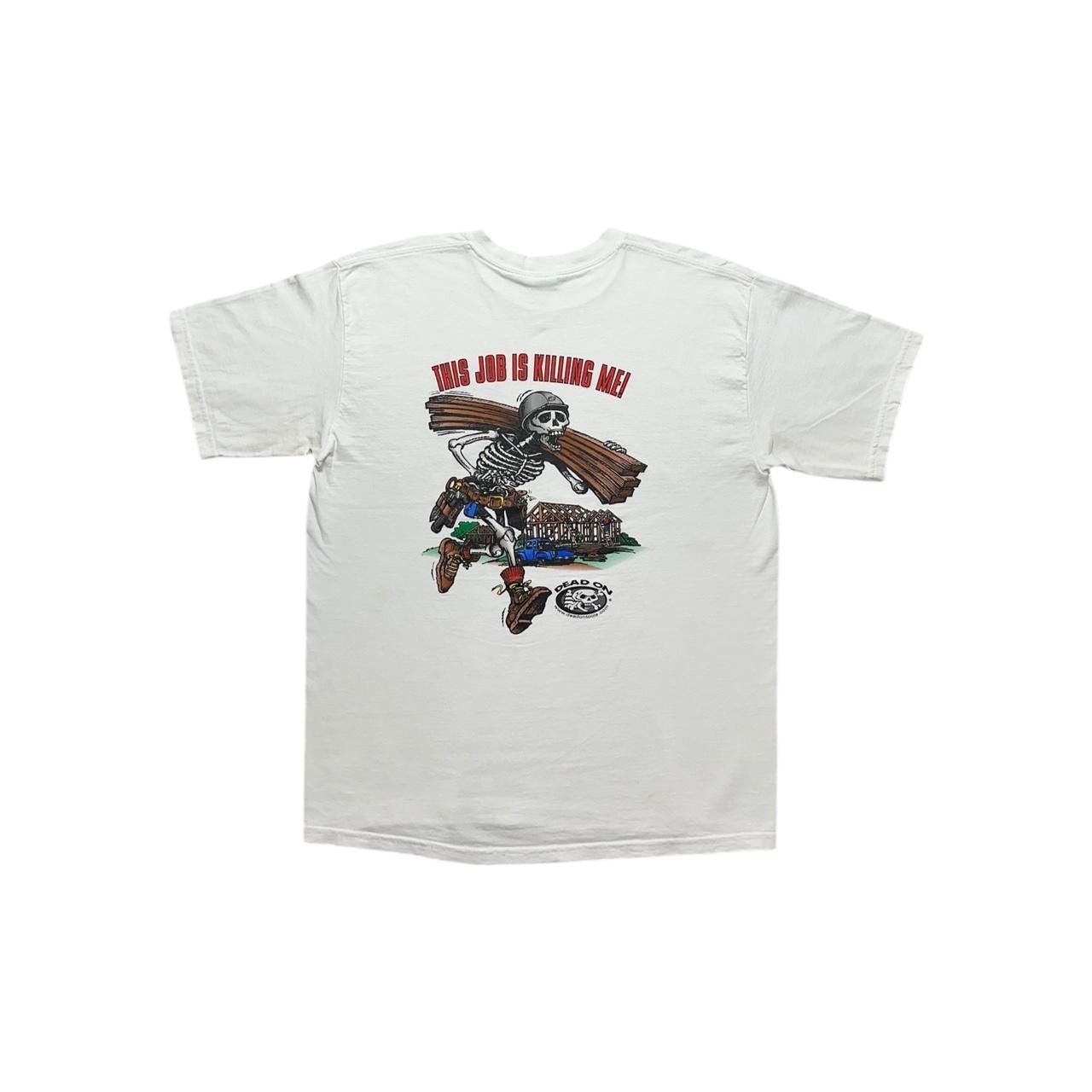 Gildan × Vintage Y2K Dead On Skeleton This Job is Killing Me T-Shirt Size US L / EU 52-54 / 3 - 1 Thumbnail