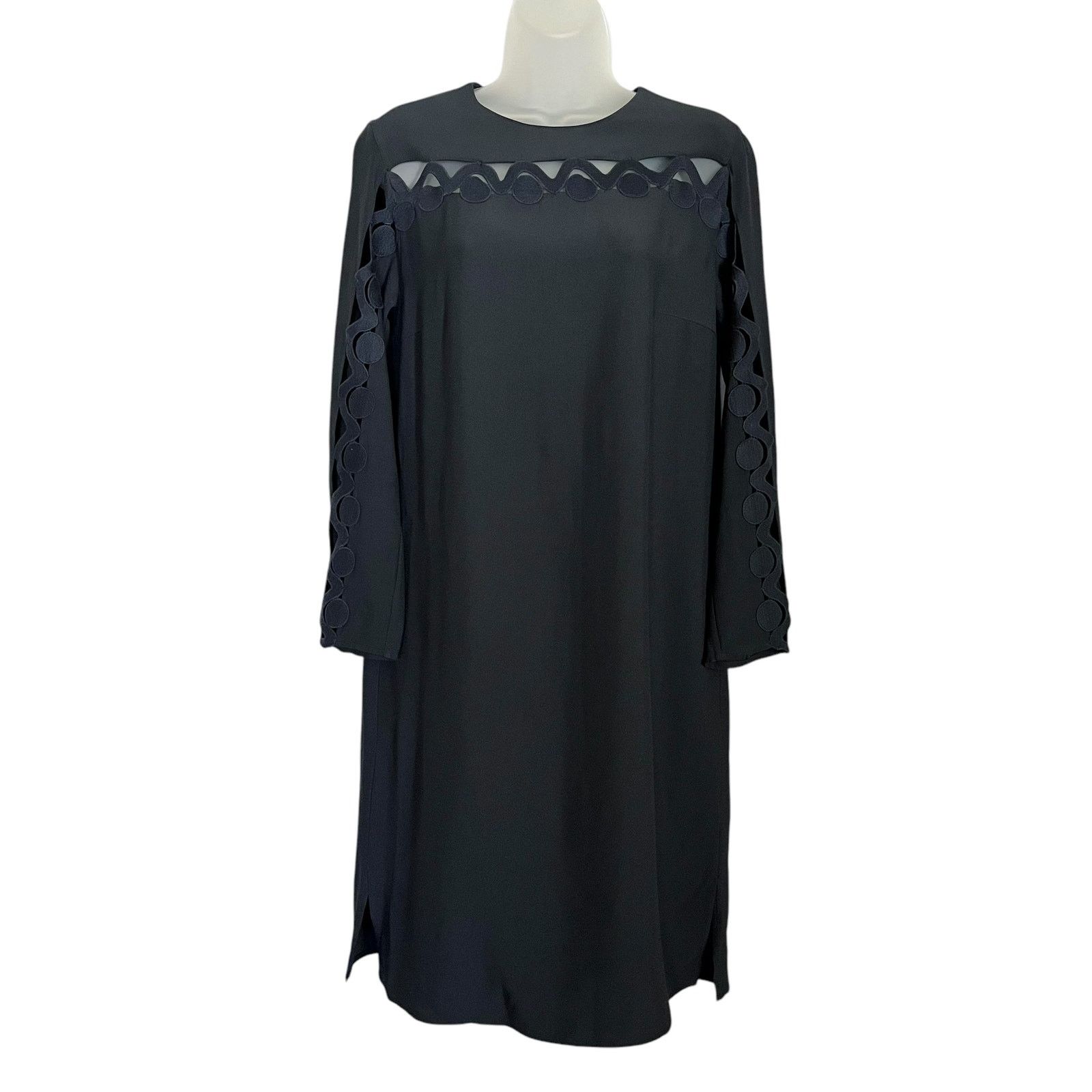 Akris Akris Punto Navy Blue Scallop Wave Cutout Shift Dress Size M / US 6-8 / IT 42-44 - 1 Thumbnail