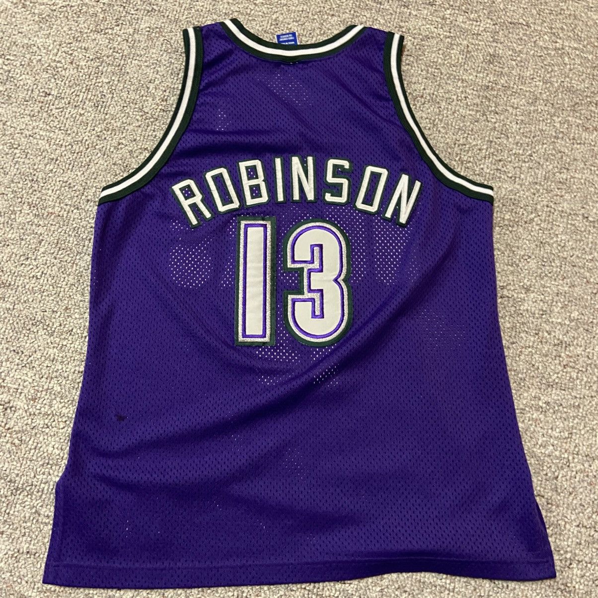 90s Gold Logo Stitched Milwaukee Bucks Robinson Jersey sz 48