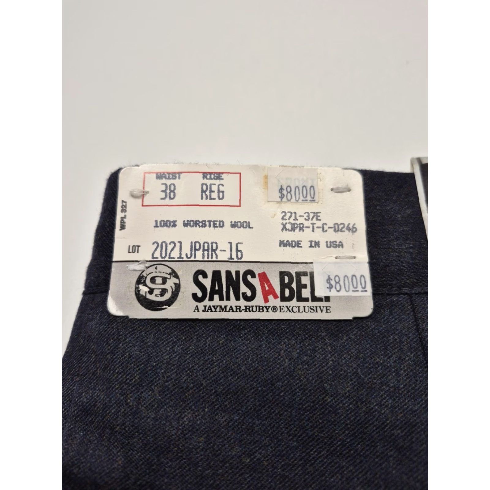 Vintage VTG Sansabelt Mens Blue Wool Dress Pants 38x36 Flat Front Unhemmed NWT USA Dress Pants Mens 38 RegularBlue VTG Size US 38 / EU 54 - 5 Thumbnail