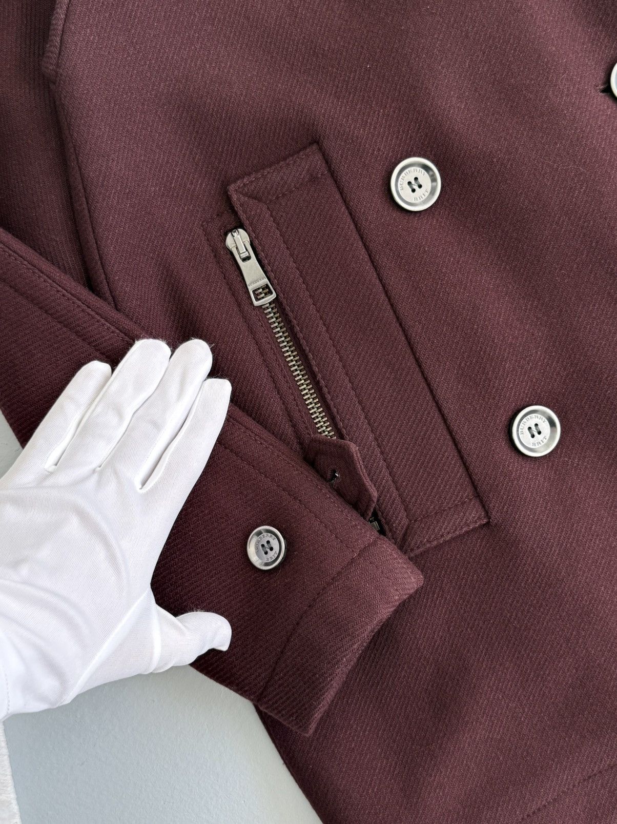 Burberry Burberry Brit Burgundy Wool Peacoat Double Breasted Coat Size S / US 4 / IT 40 - 7 Thumbnail
