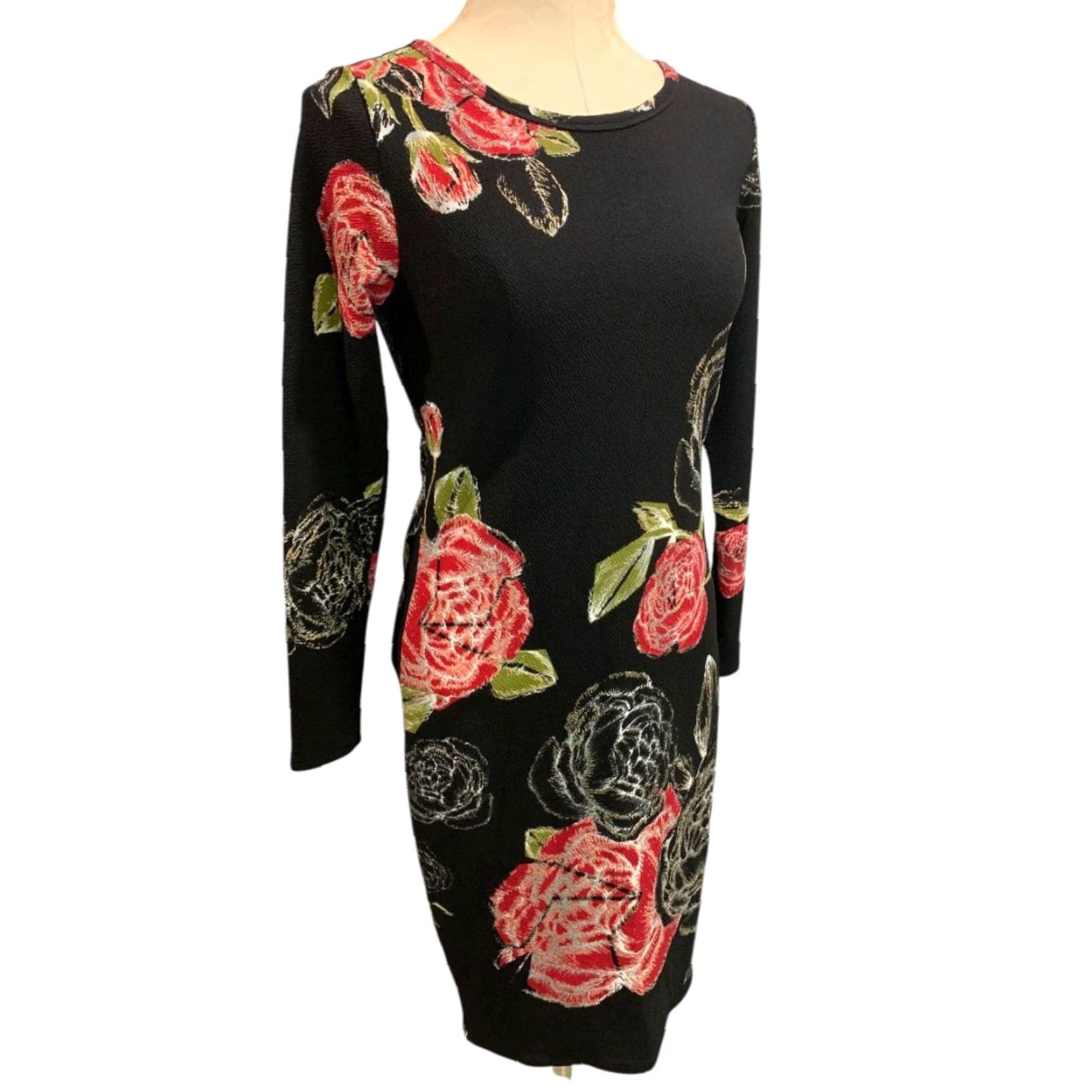 Vintage LulaRoe Debbie Dress Small Elegant Fitted Stretch Rose Print Size S / US 4 / IT 40 - 2 Thumbnail
