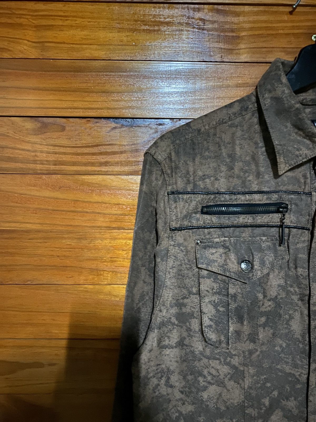 Japanese Brand Vintage MKOX Textured Utility Shirt Jacket Brown Long Sleeve Size US M / EU 48-50 / 2 - 8 Thumbnail