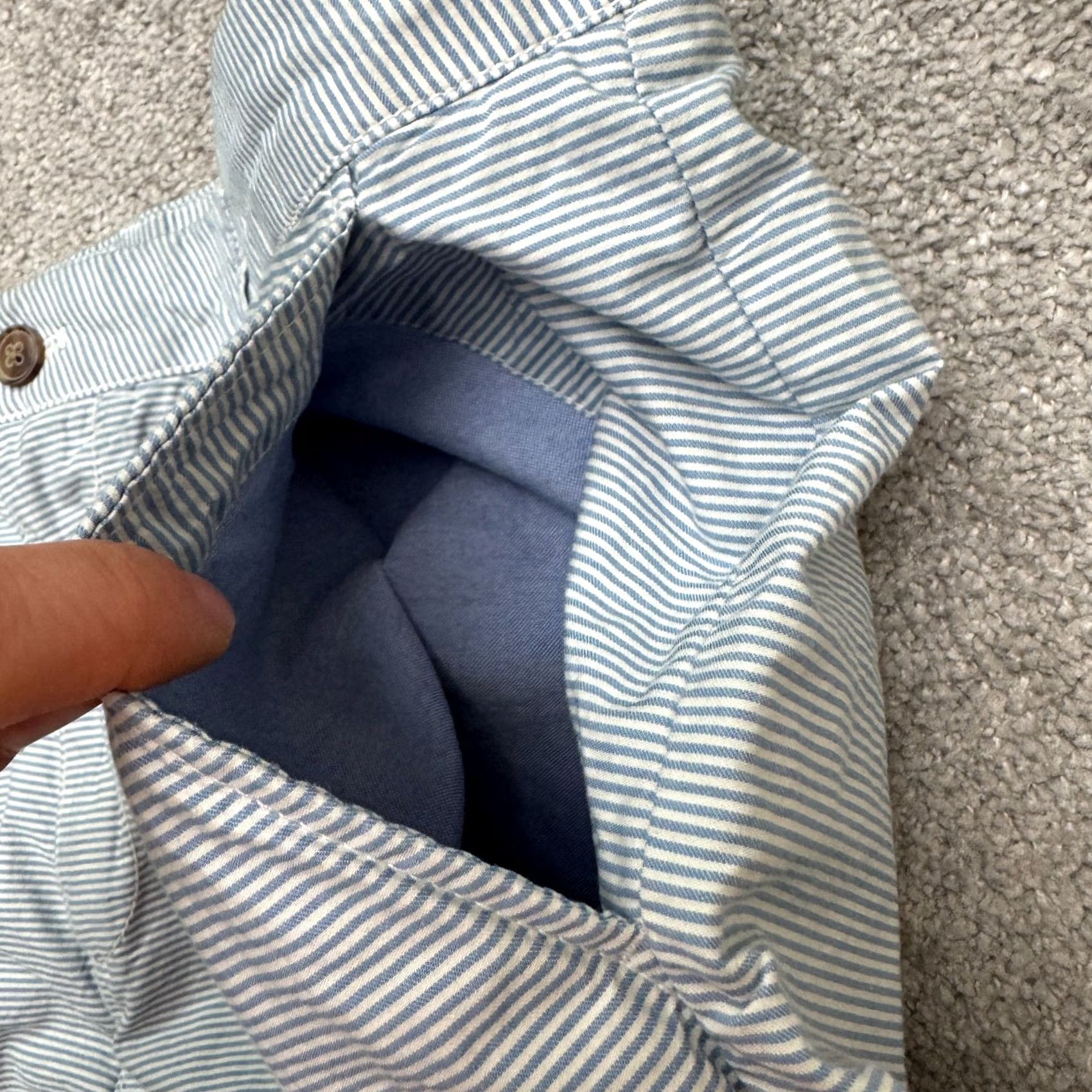 johnnie-O Johnnie-O Striped Chino Shorts Mens 38 Gulf Blue 100% Cotton Flat Front Casual Size US 38 / EU 54 - 3 Thumbnail