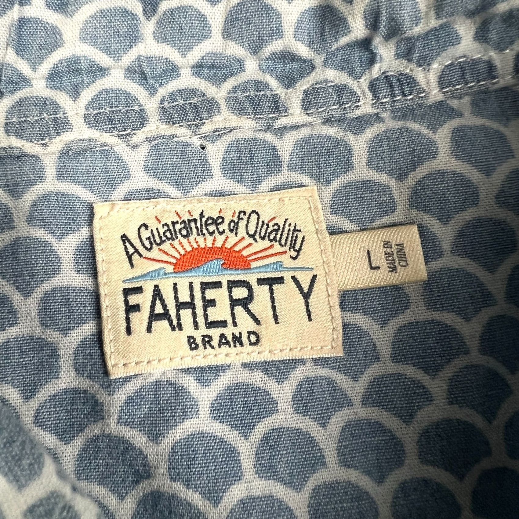 Faherty Faherty Playa Shirt Mens Large Blue Stretch Cotton Short Sleeve Button Size US L / EU 52-54 / 3 - 3 Thumbnail