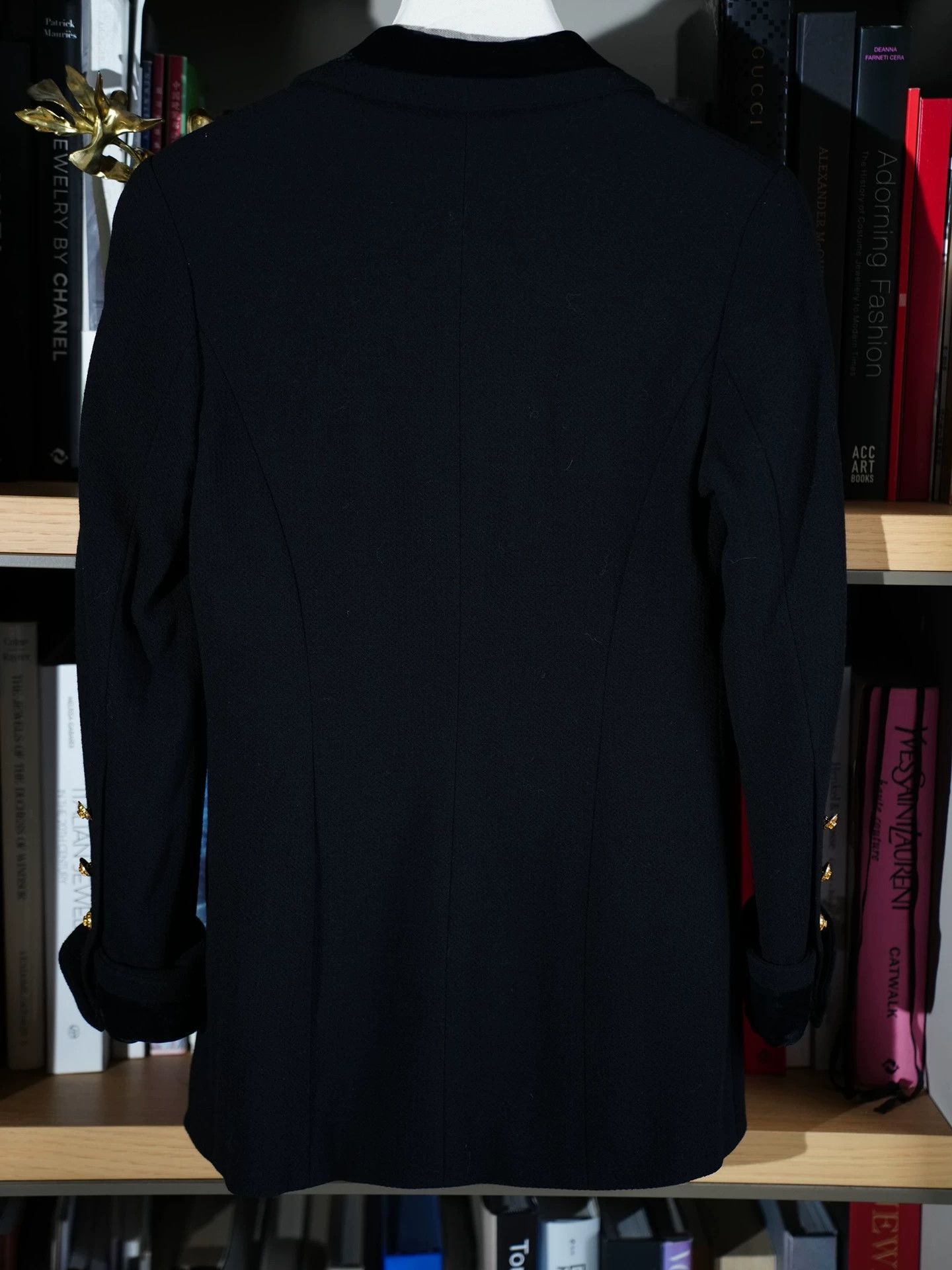 Chanel CHANEL 1989 Silk - Velvet Wool Waist - Cinch Long Jacket Black Gold Size S / US 4 / IT 40 - 6 Thumbnail