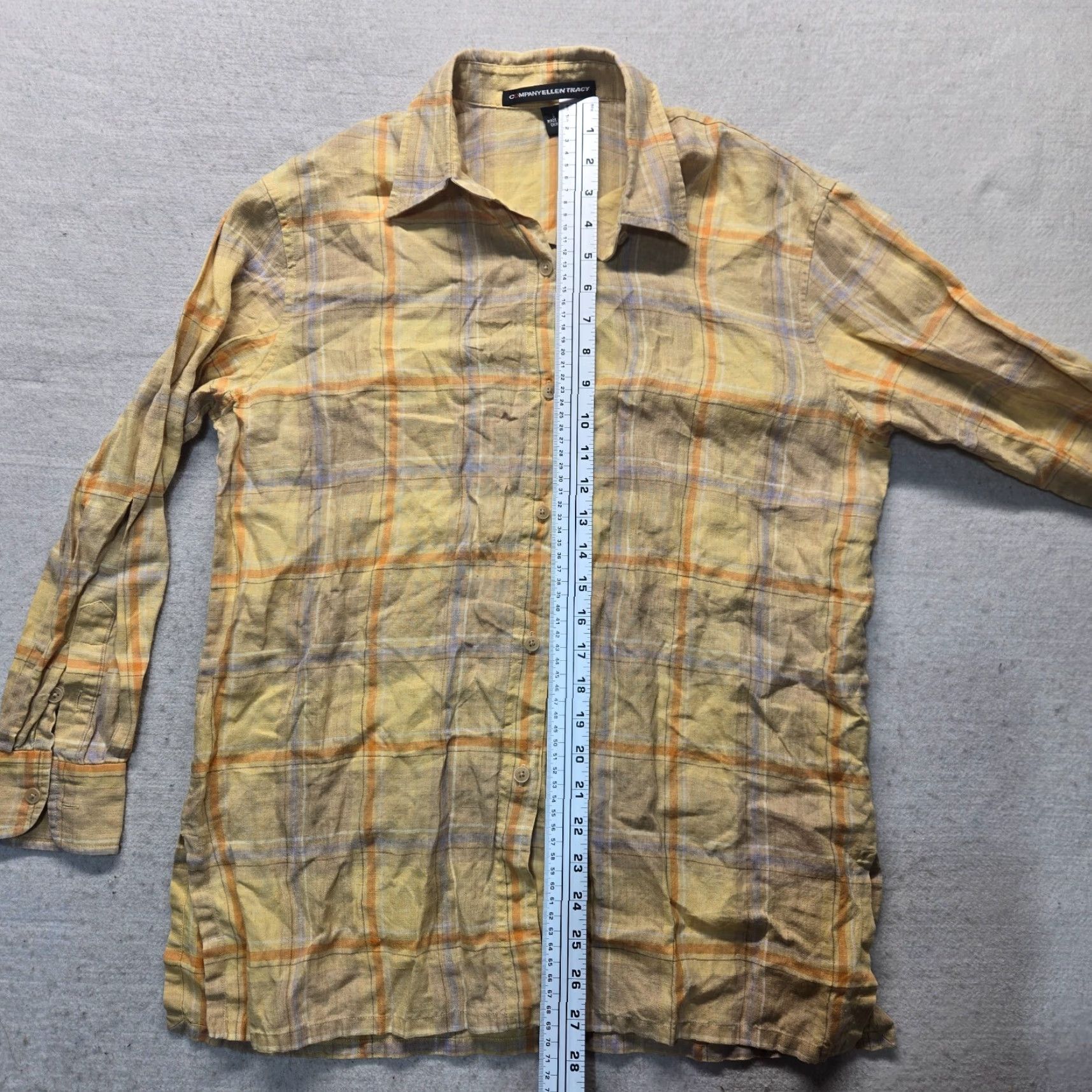 Ellen Tracy VINTAGE Ellen Tracy Women's Yellow Long Sleeve Button-Down Shirt Small Cotton Fall Office Wear Size S / US 4 / IT 40 - 6 Thumbnail