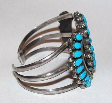 Designer Sterling Silver Turquoise and Red Coral Cuff Bracelet Size ONE SIZE - 2 Thumbnail