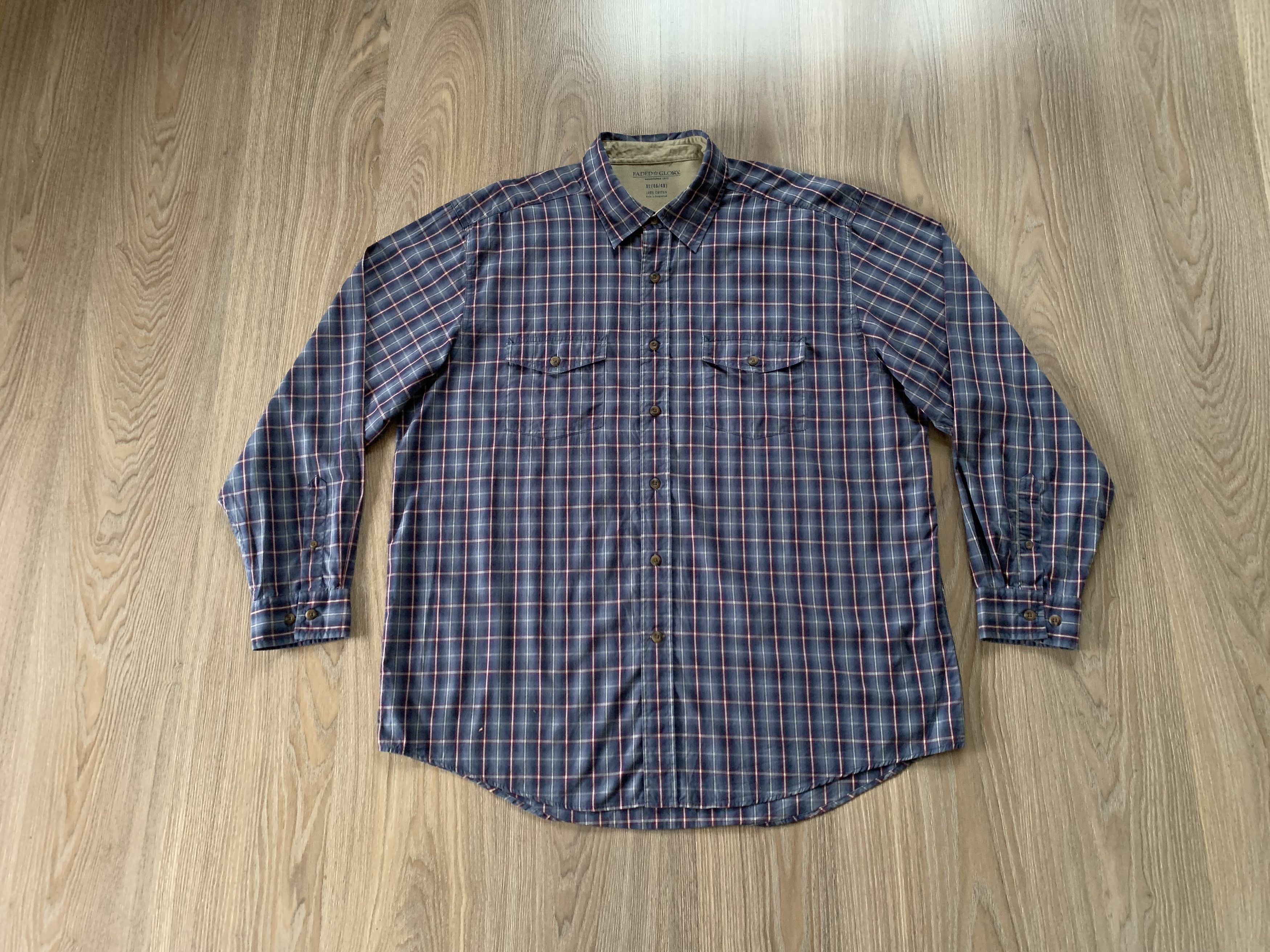 Faded Glory × Flannel Faded Glory Cotton Plaid Long Sleeve Shirt Size US XL / EU 56 / 4 - 8 Thumbnail